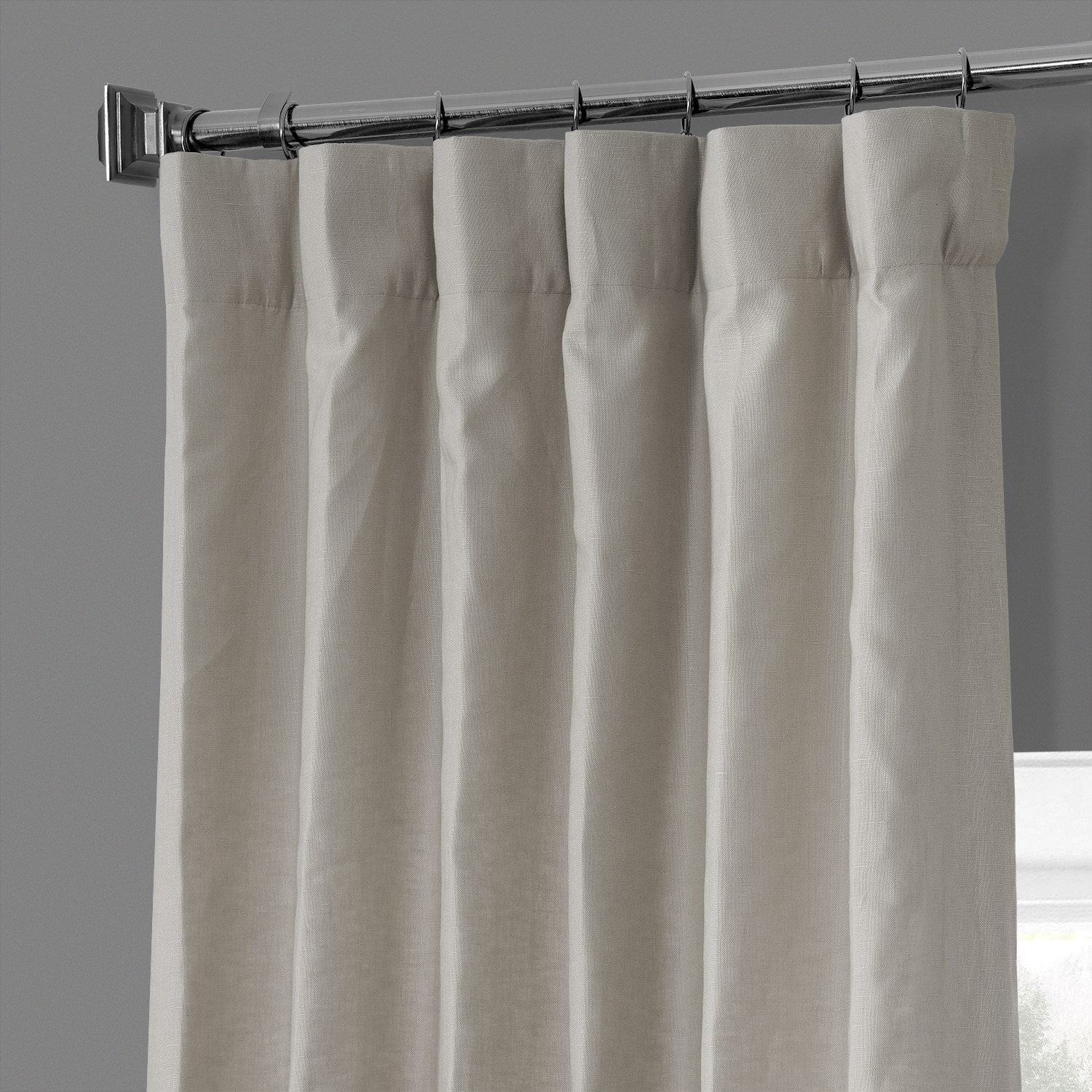 Fresh Khaki French Linen Curtain