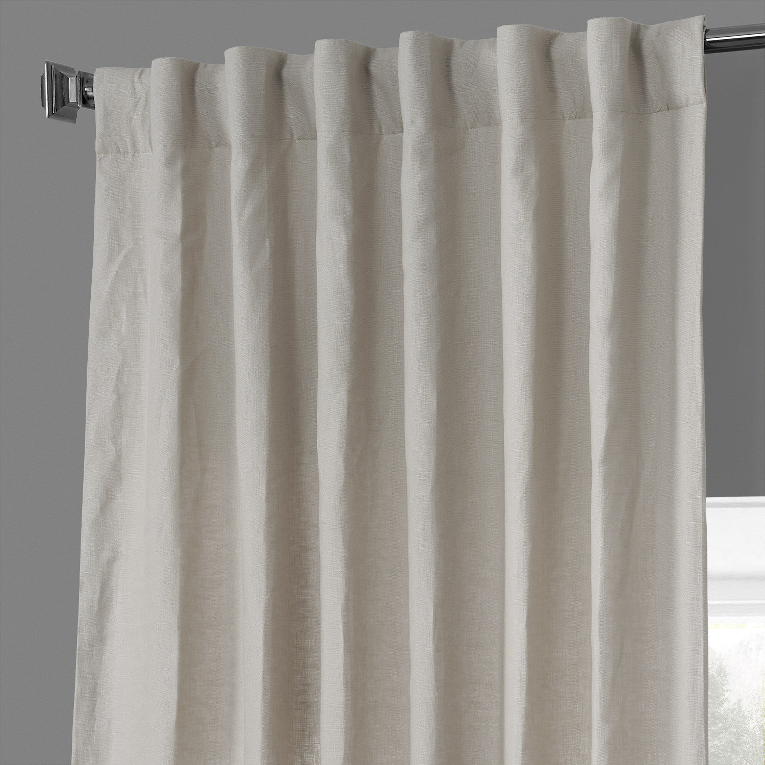 Fresh Khaki French Linen Curtain