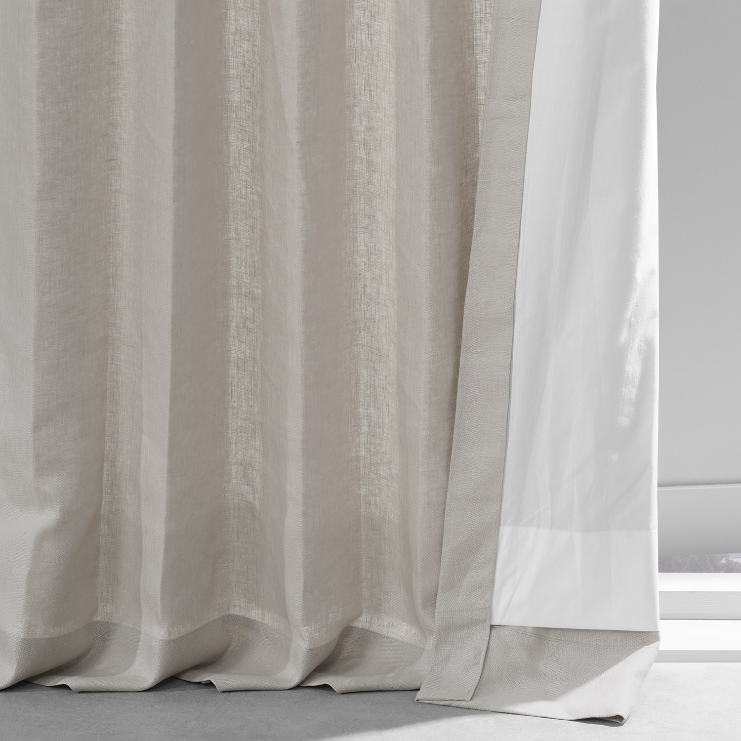 Fresh Khaki French Linen Curtain