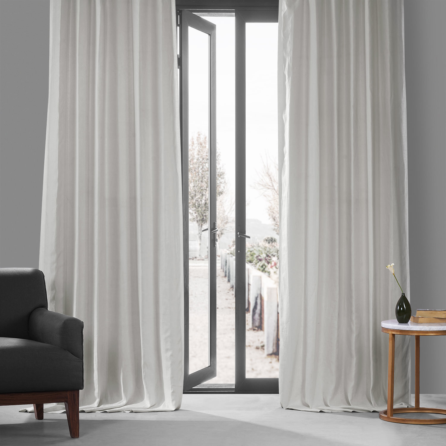 Crisp White French Linen Curtain