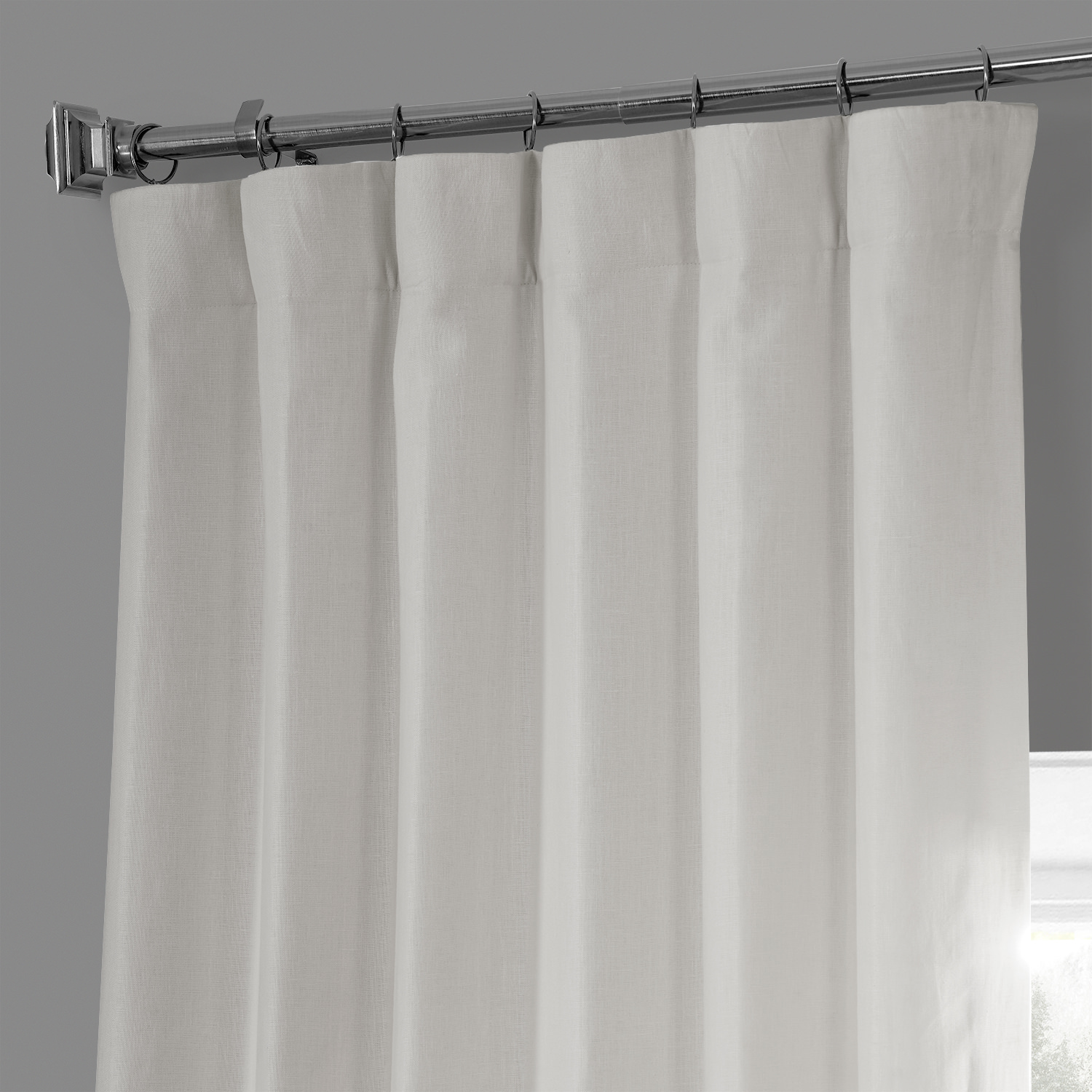 Crisp White French Linen Curtain