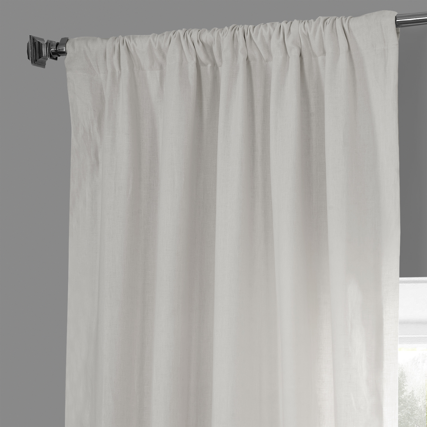 Crisp White French Linen Curtain