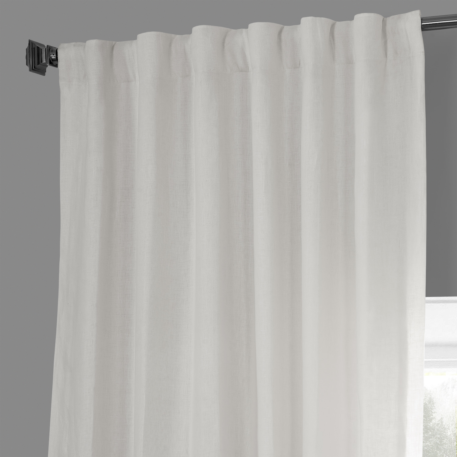 Crisp White French Linen Curtain