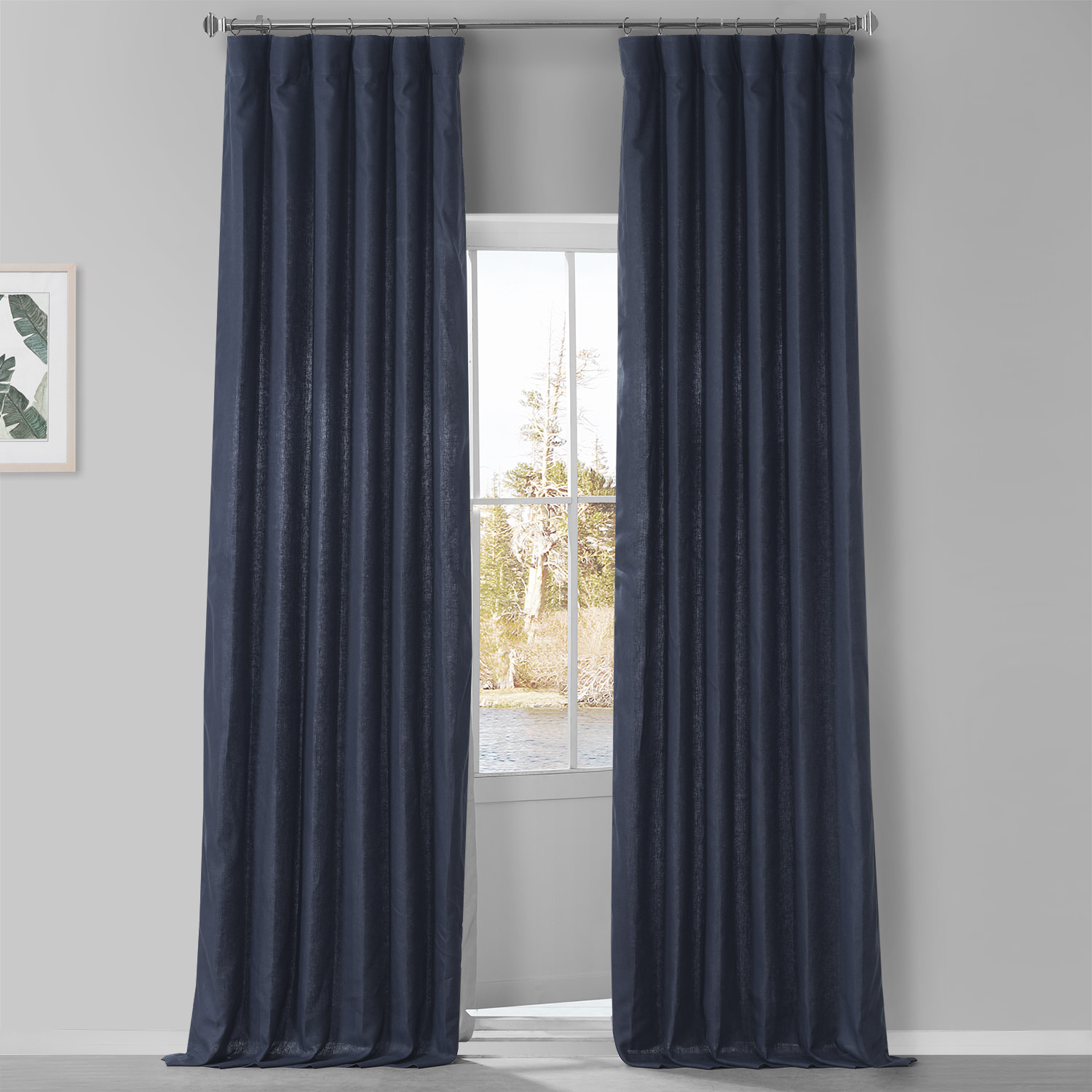 True Navy French Linen Curtain