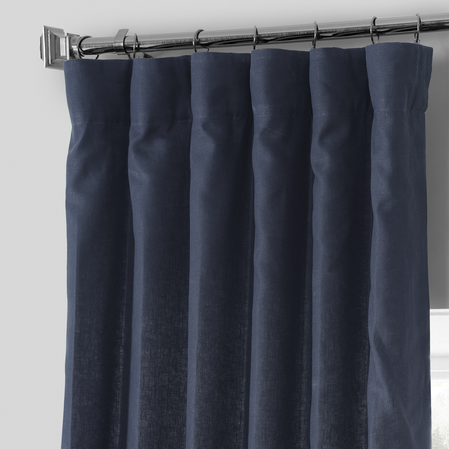 True Navy French Linen Curtain