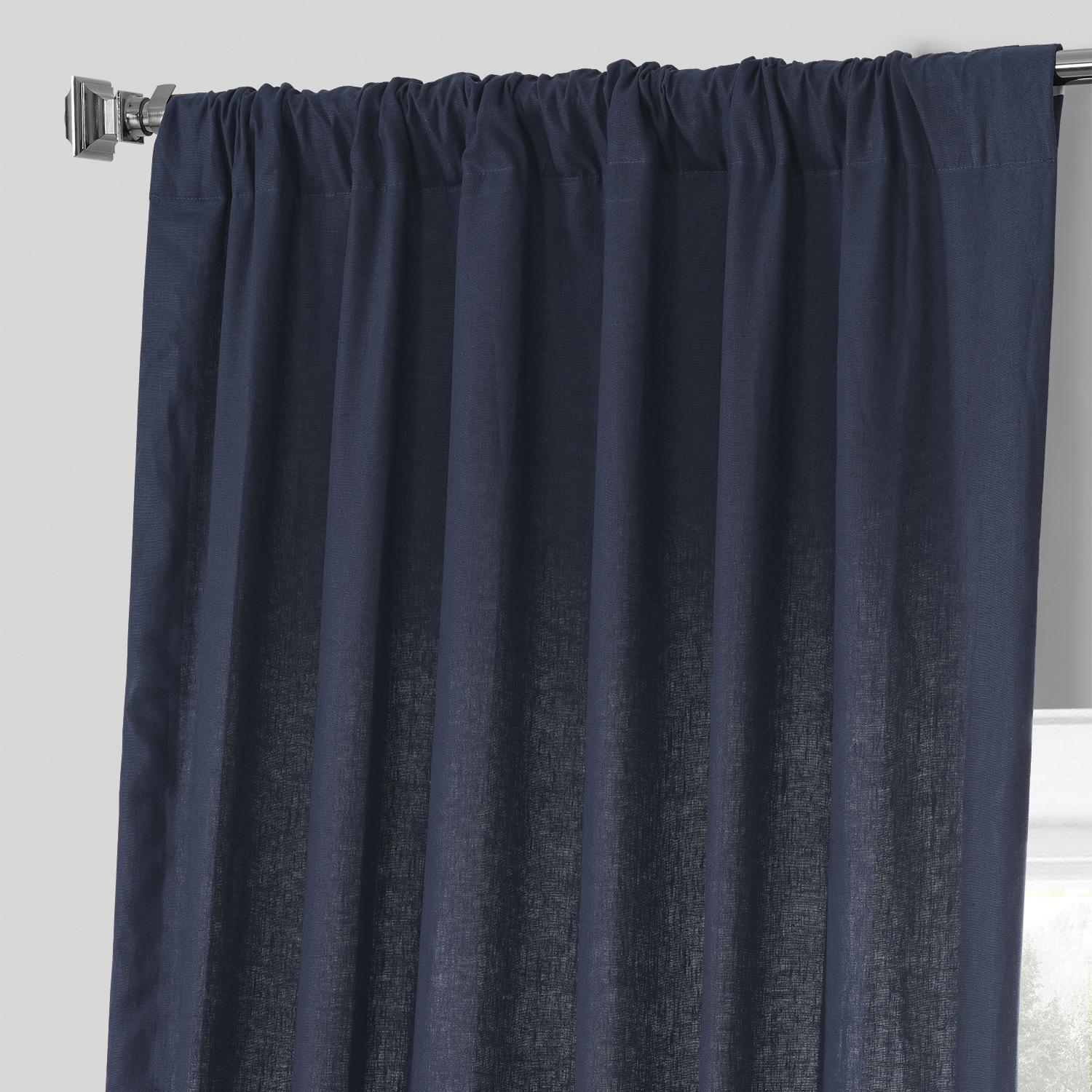 True Navy French Linen Curtain