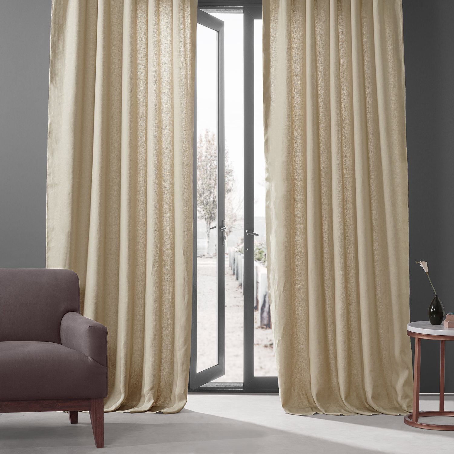 Walnut Beige French Linen Curtain