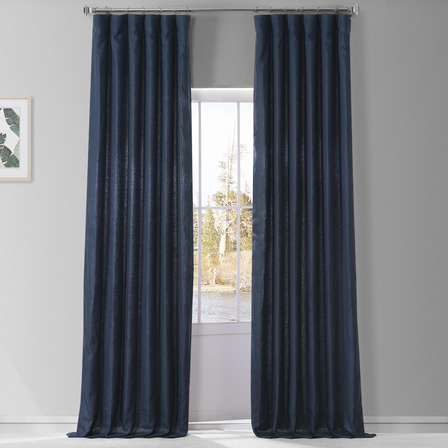 Native Navy French Linen Curtain