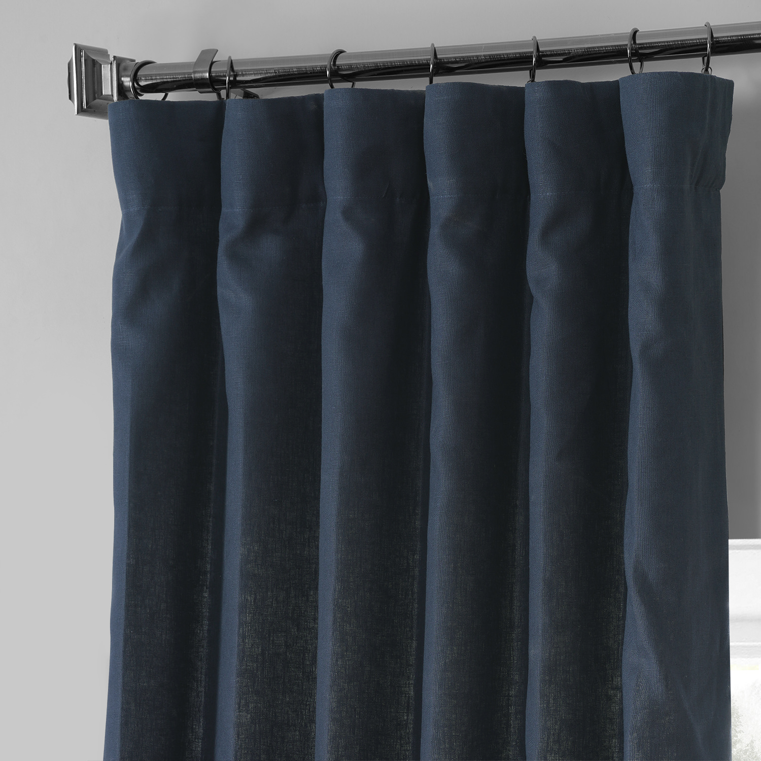 Native Navy French Linen Curtain