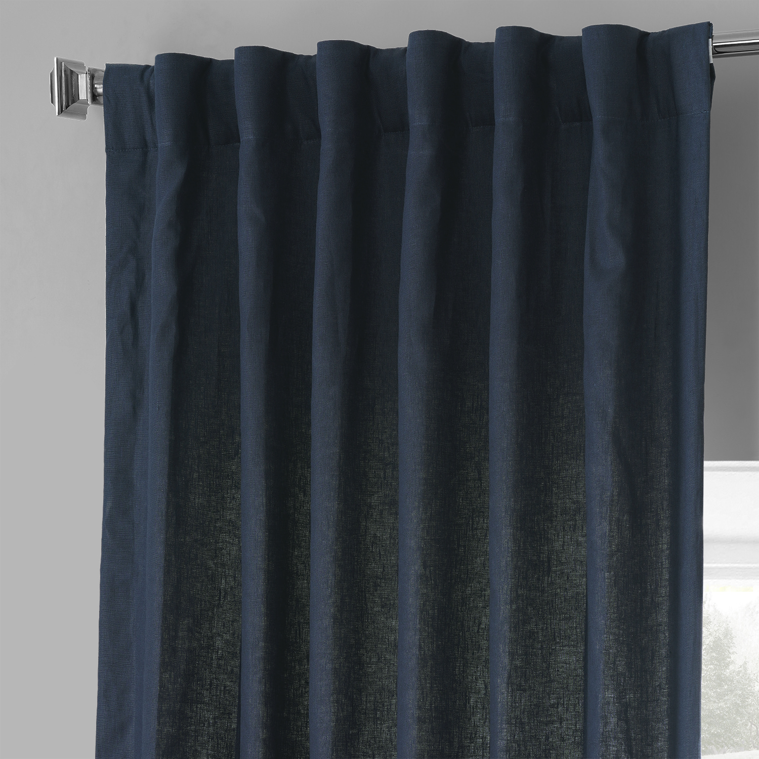 Native Navy French Linen Curtain