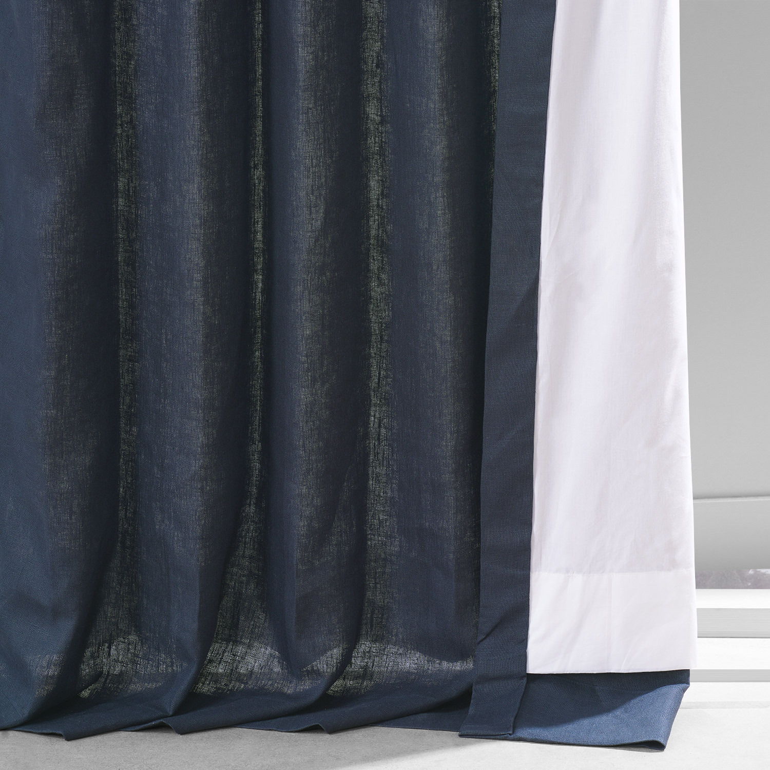 Native Navy French Linen Curtain