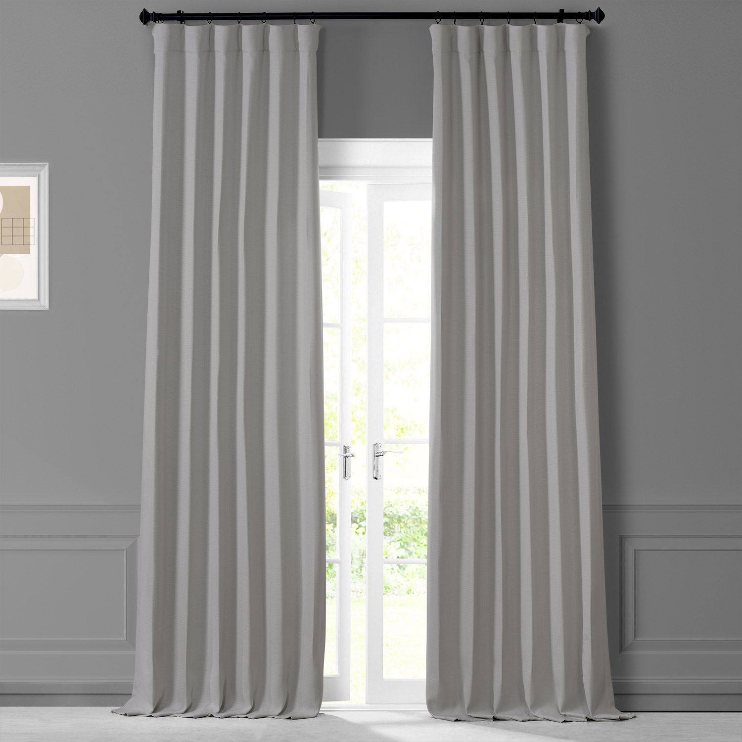 Colonial Off White Monochromatic Faux Linen Room Darkening Curtain Pair (2 Panels)