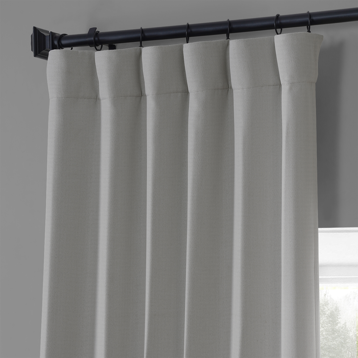 Colonial Off White Monochromatic Faux Linen Room Darkening Curtain Pair (2 Panels)