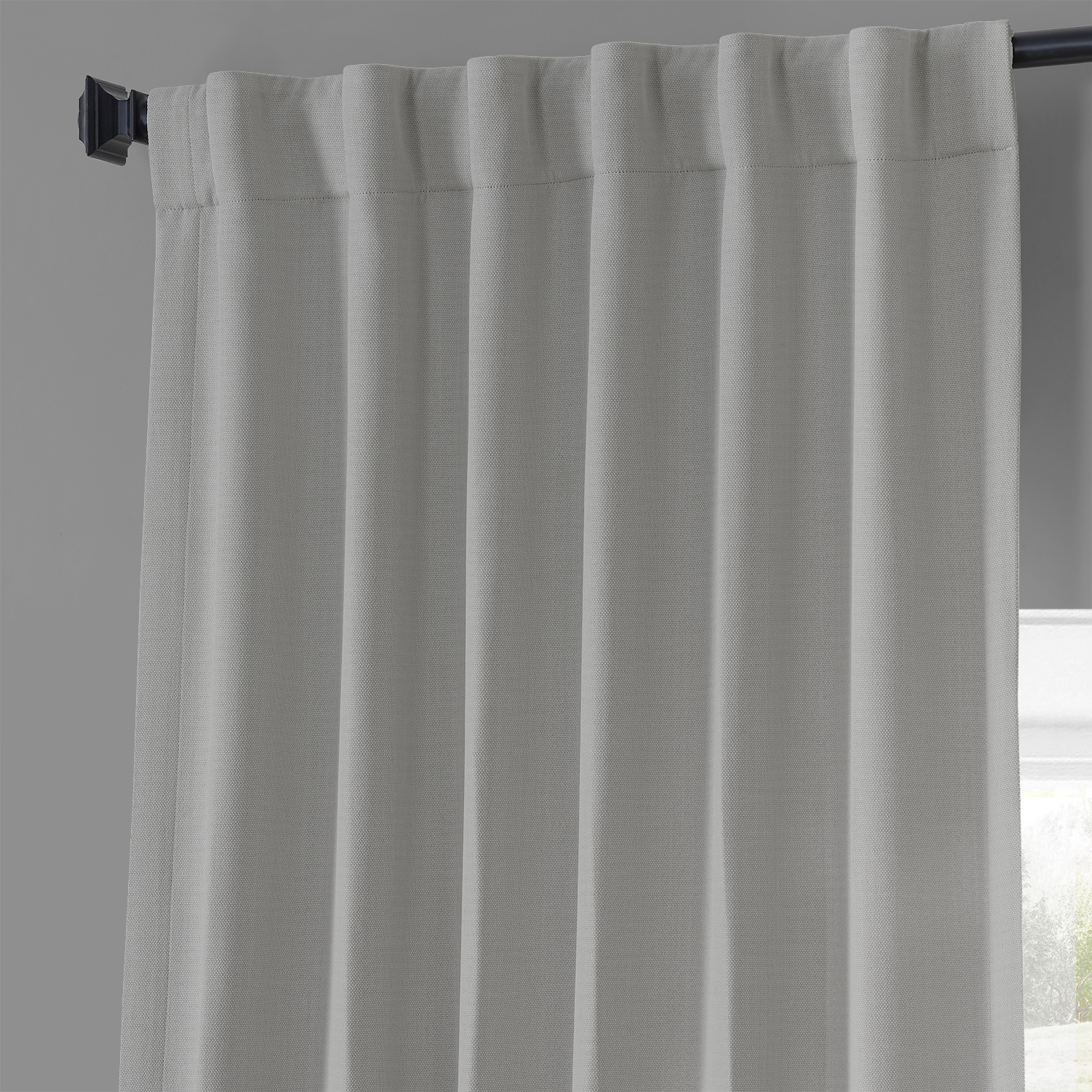 Colonial Off White Monochromatic Faux Linen Room Darkening Curtain Pair (2 Panels)