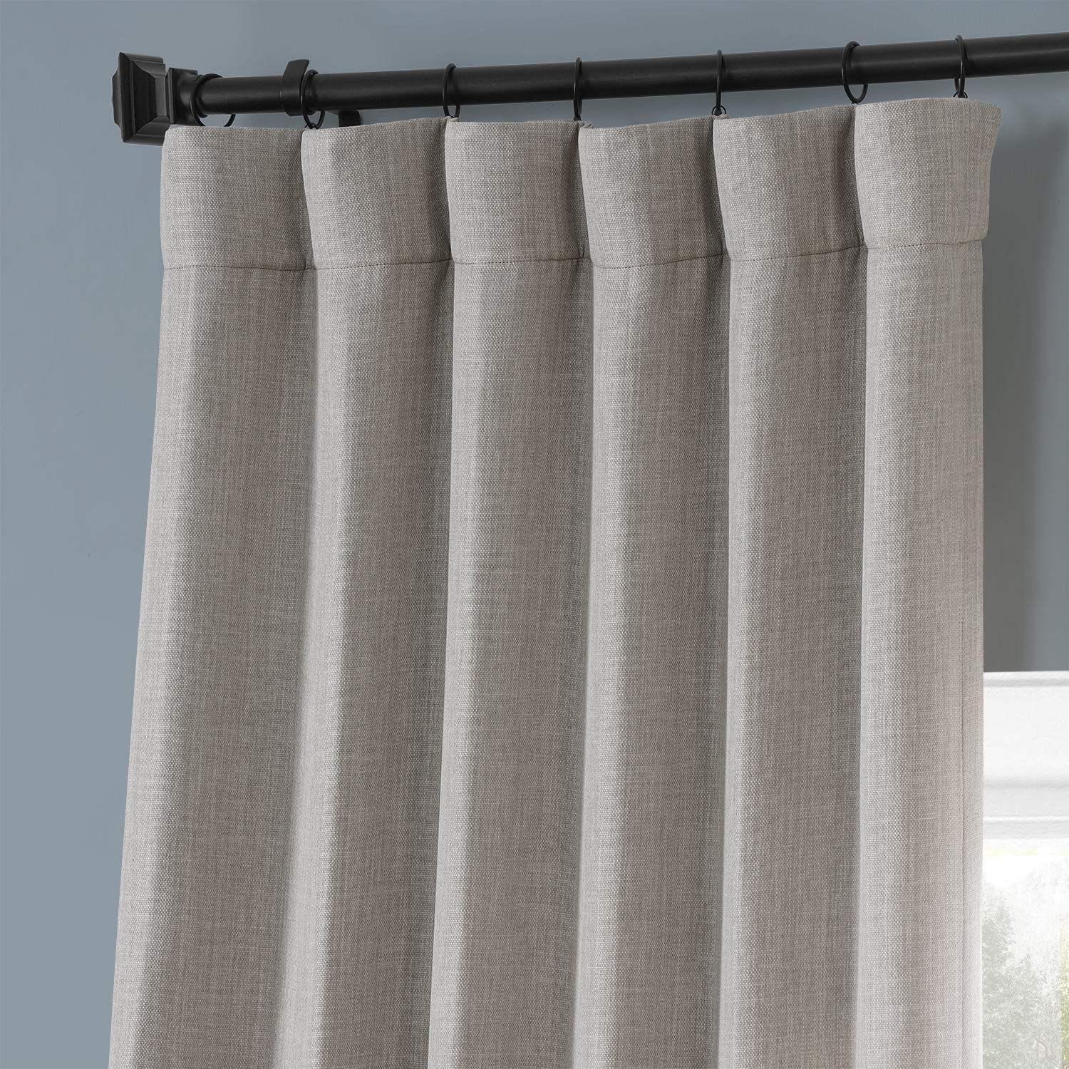 Highland Tan Monochromatic Faux Linen Room Darkening Curtain Pair (2 Panels)