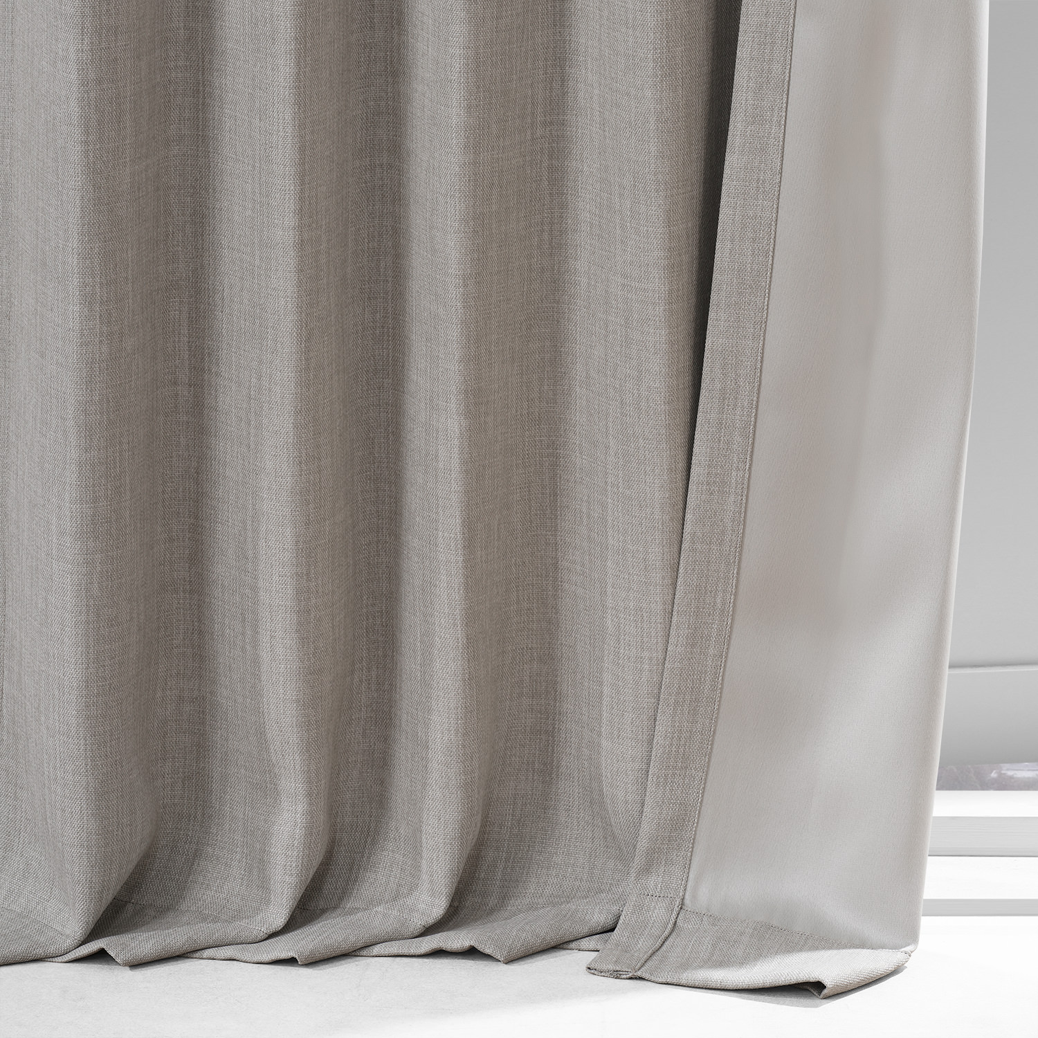 Highland Tan Monochromatic Faux Linen Room Darkening Curtain Pair (2 Panels)