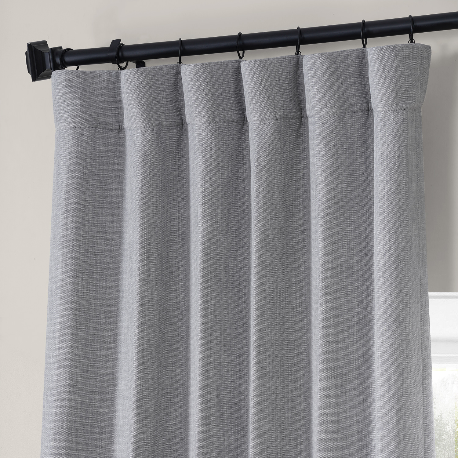 Chicago Grey Monochromatic Faux Linen Room Darkening Curtain Pair (2 Panels)