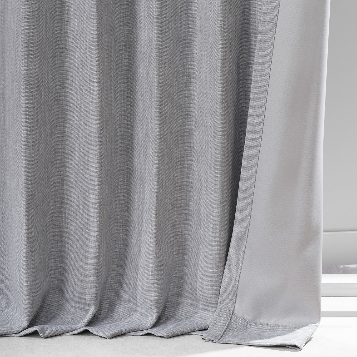 Chicago Grey Monochromatic Faux Linen Room Darkening Curtain Pair (2 Panels)