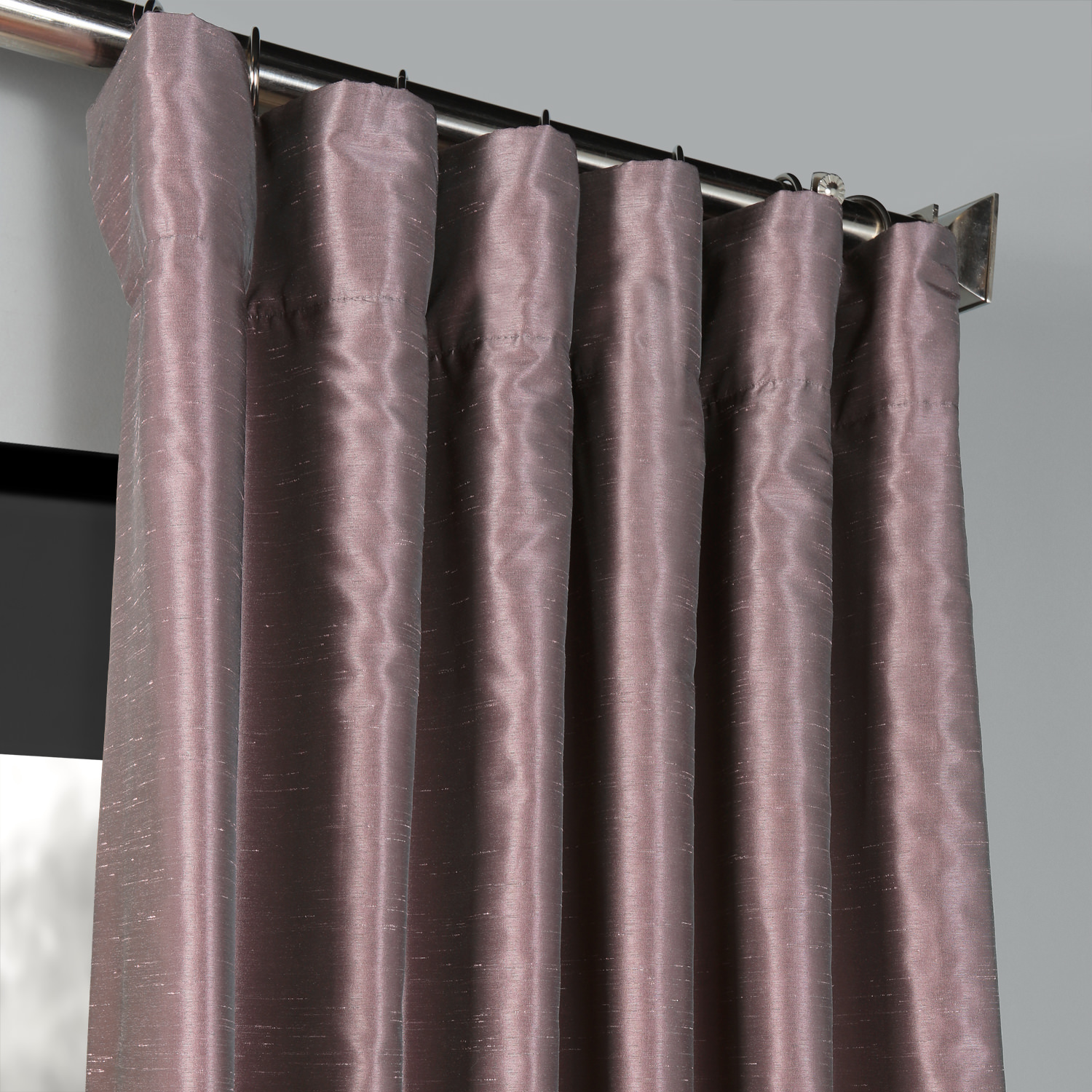 Smokey Plum Blackout Vintage Textured Faux Dupioni Curtain