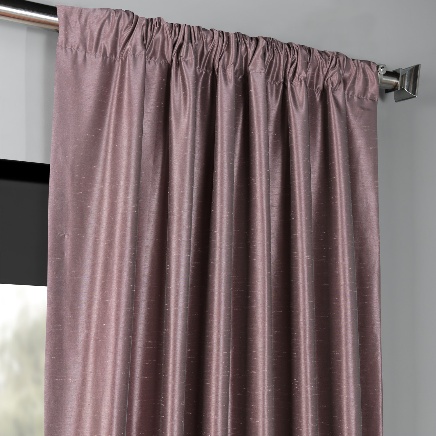 Smokey Plum Blackout Vintage Textured Faux Dupioni Curtain