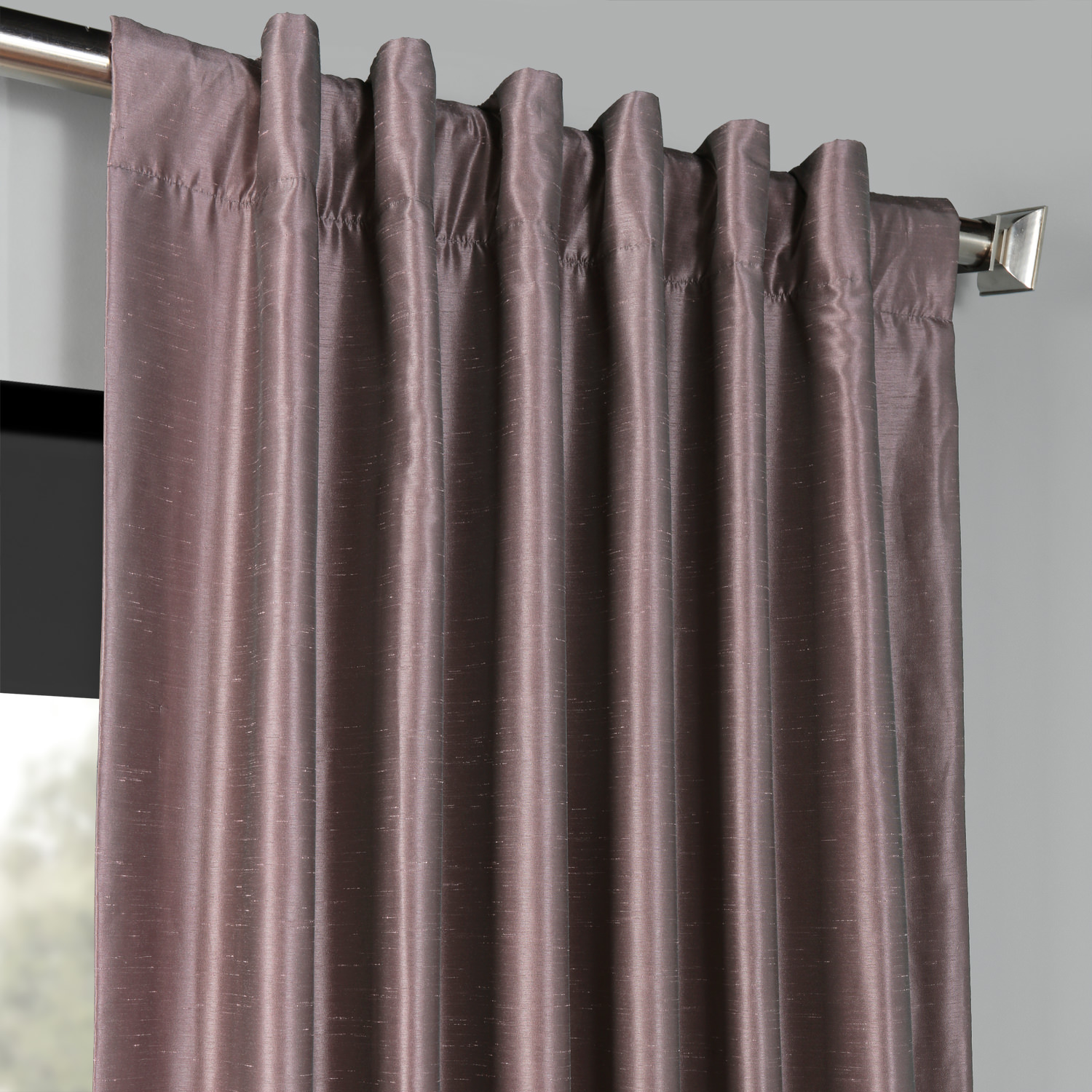 Smokey Plum Blackout Vintage Textured Faux Dupioni Curtain