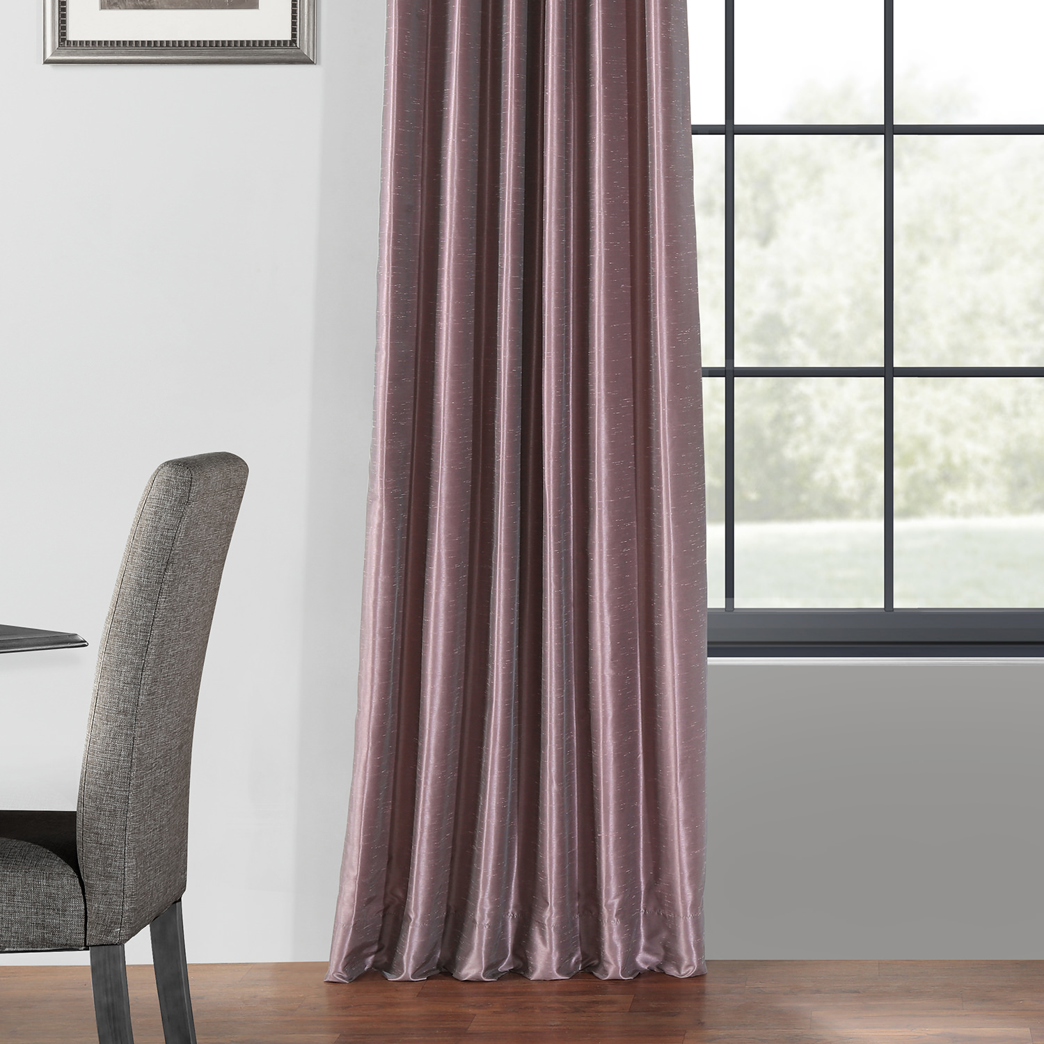 Smokey Plum Blackout Vintage Textured Faux Dupioni Curtain