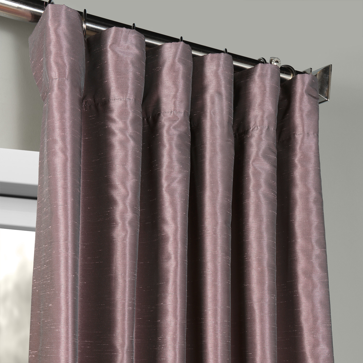 Smokey Plum Vintage Textured Faux Dupioni Silk Curtain