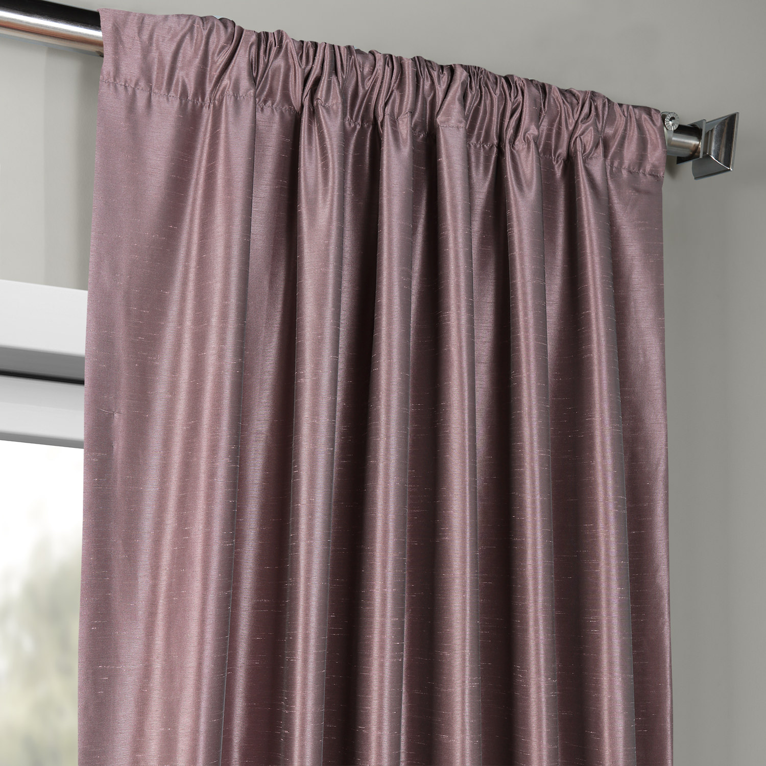 Smokey Plum Vintage Textured Faux Dupioni Silk Curtain