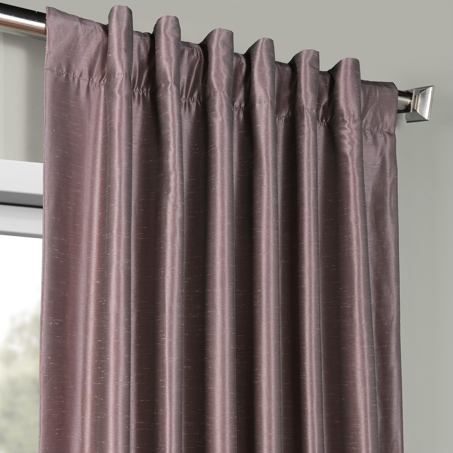 Smokey Plum Vintage Textured Faux Dupioni Silk Curtain