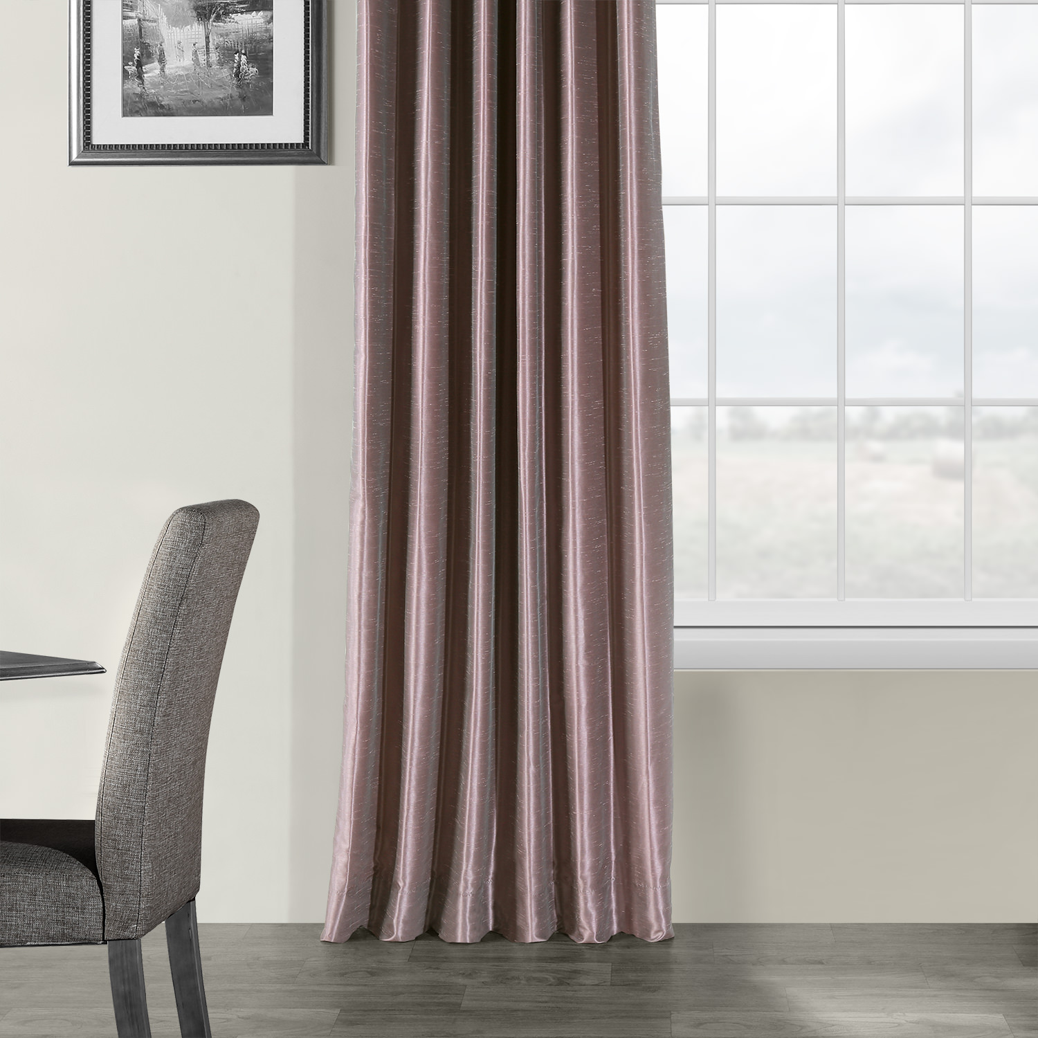 Smokey Plum Vintage Textured Faux Dupioni Silk Curtain