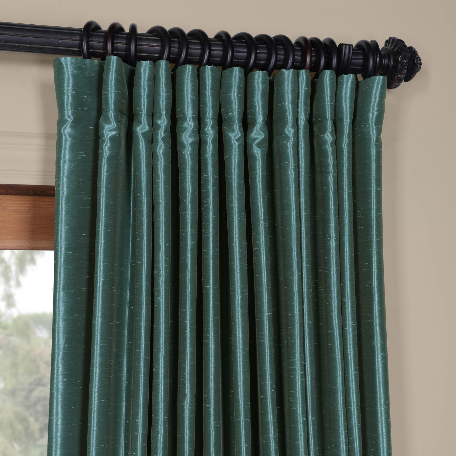 Peacock Blackout Extra Wide Vintage Textured Faux Dupioni Curtain