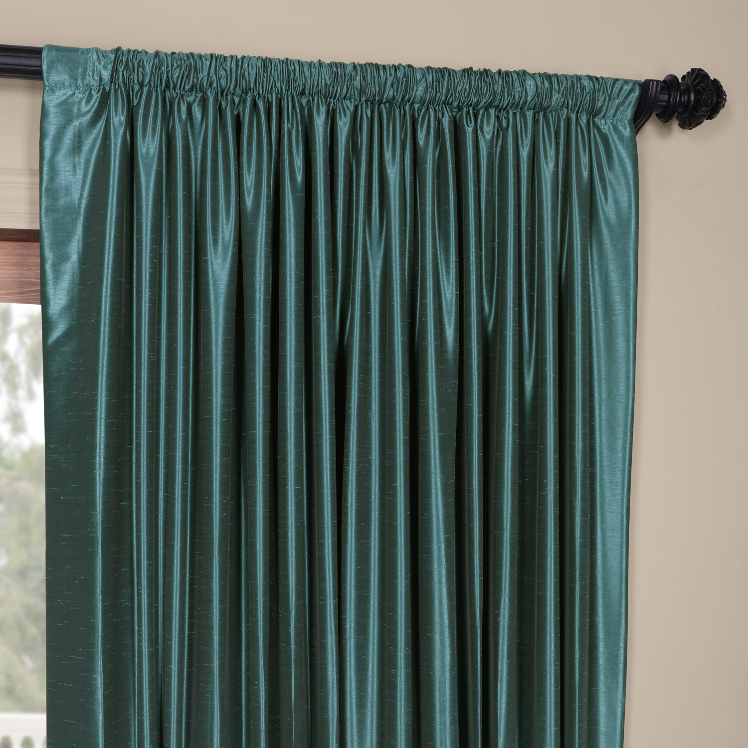 Peacock Blackout Extra Wide Vintage Textured Faux Dupioni Curtain