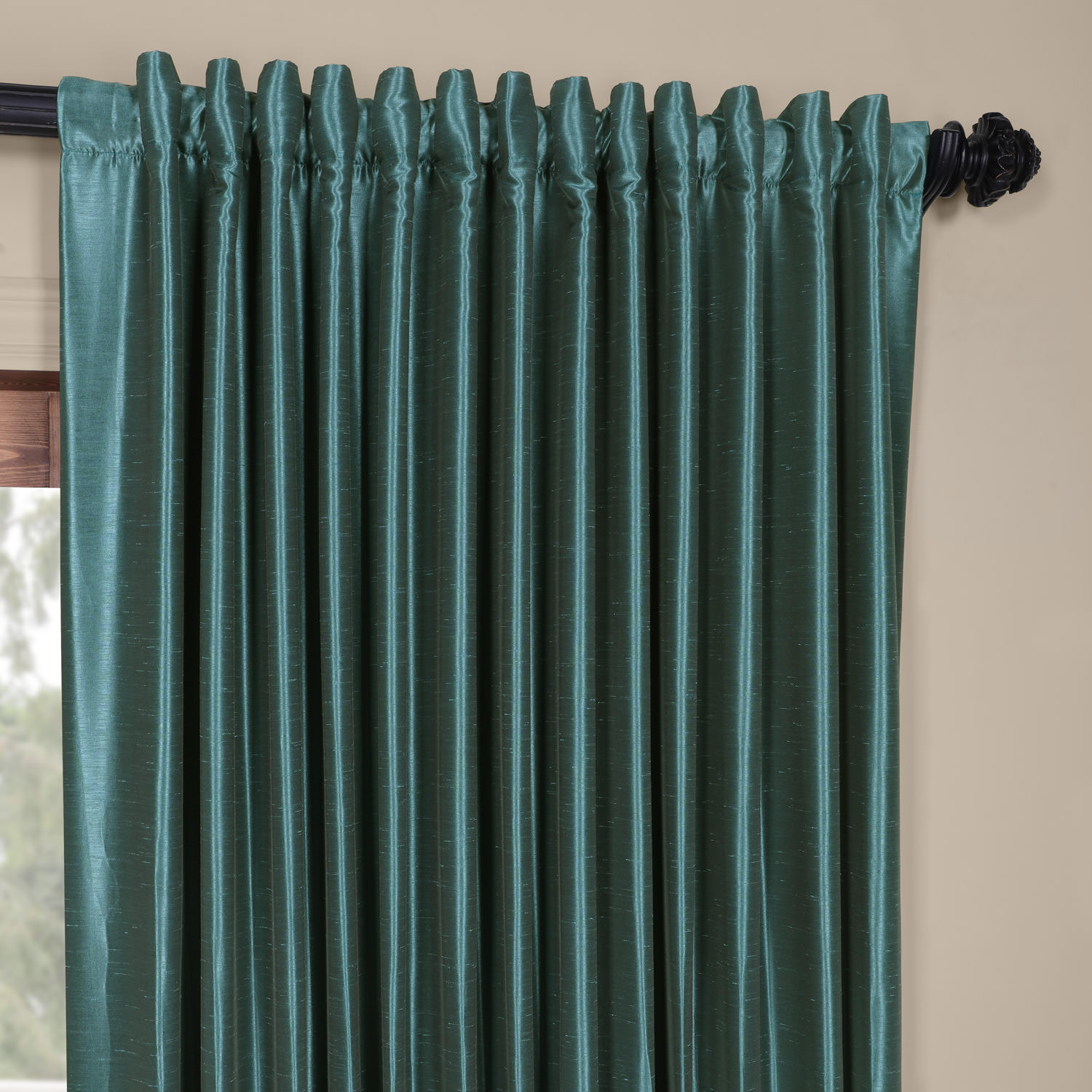 Peacock Blackout Extra Wide Vintage Textured Faux Dupioni Curtain