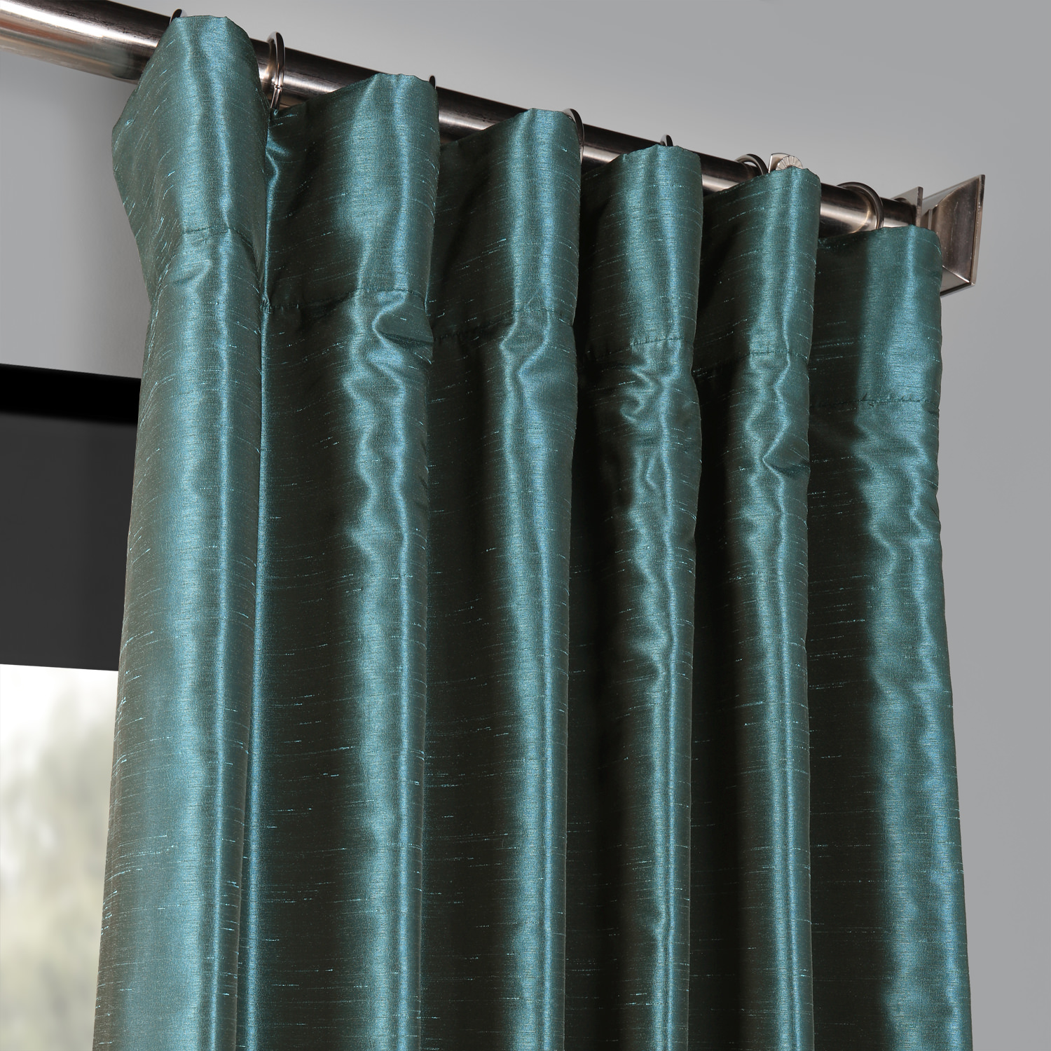 Peacock Blackout Vintage Textured Faux Dupioni Curtain