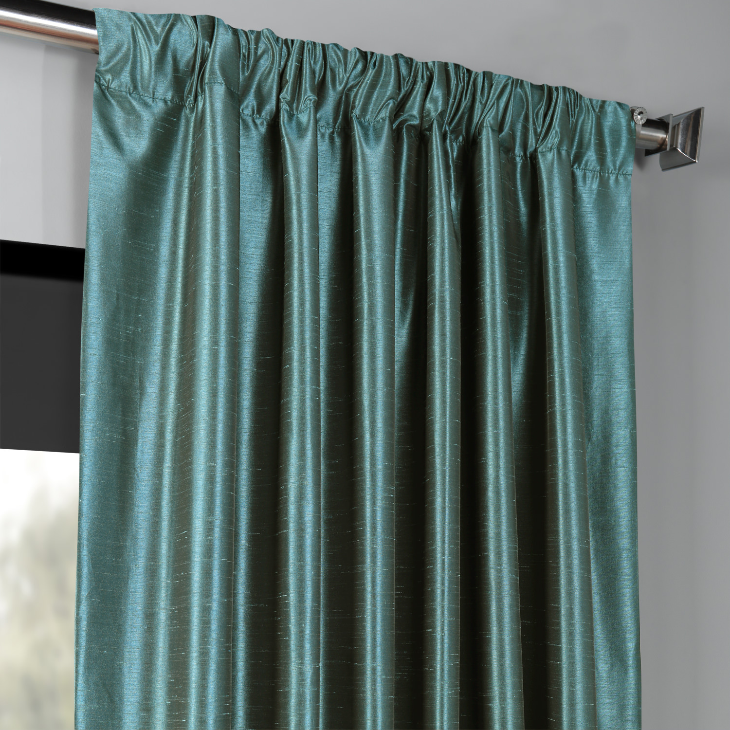 Peacock Blackout Vintage Textured Faux Dupioni Curtain