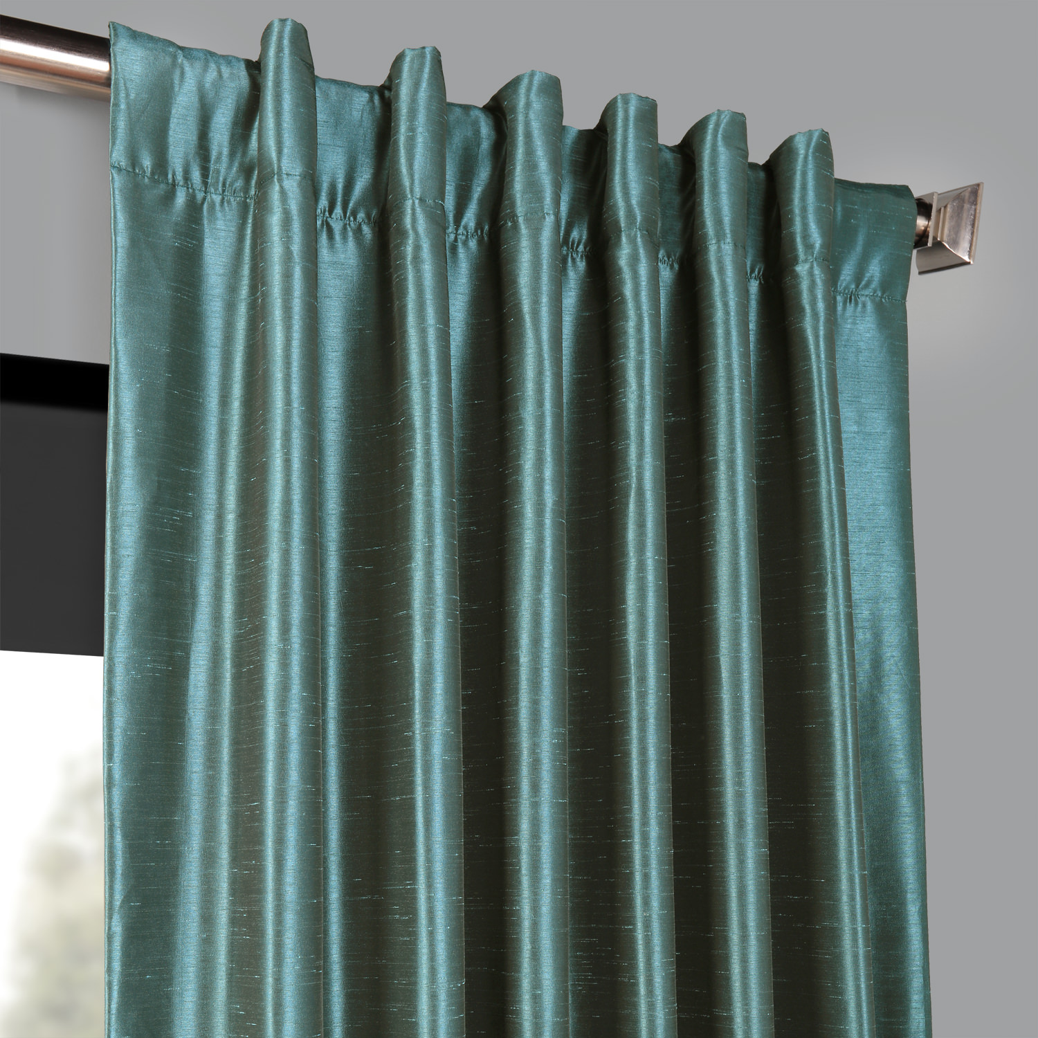 Peacock Blackout Vintage Textured Faux Dupioni Curtain