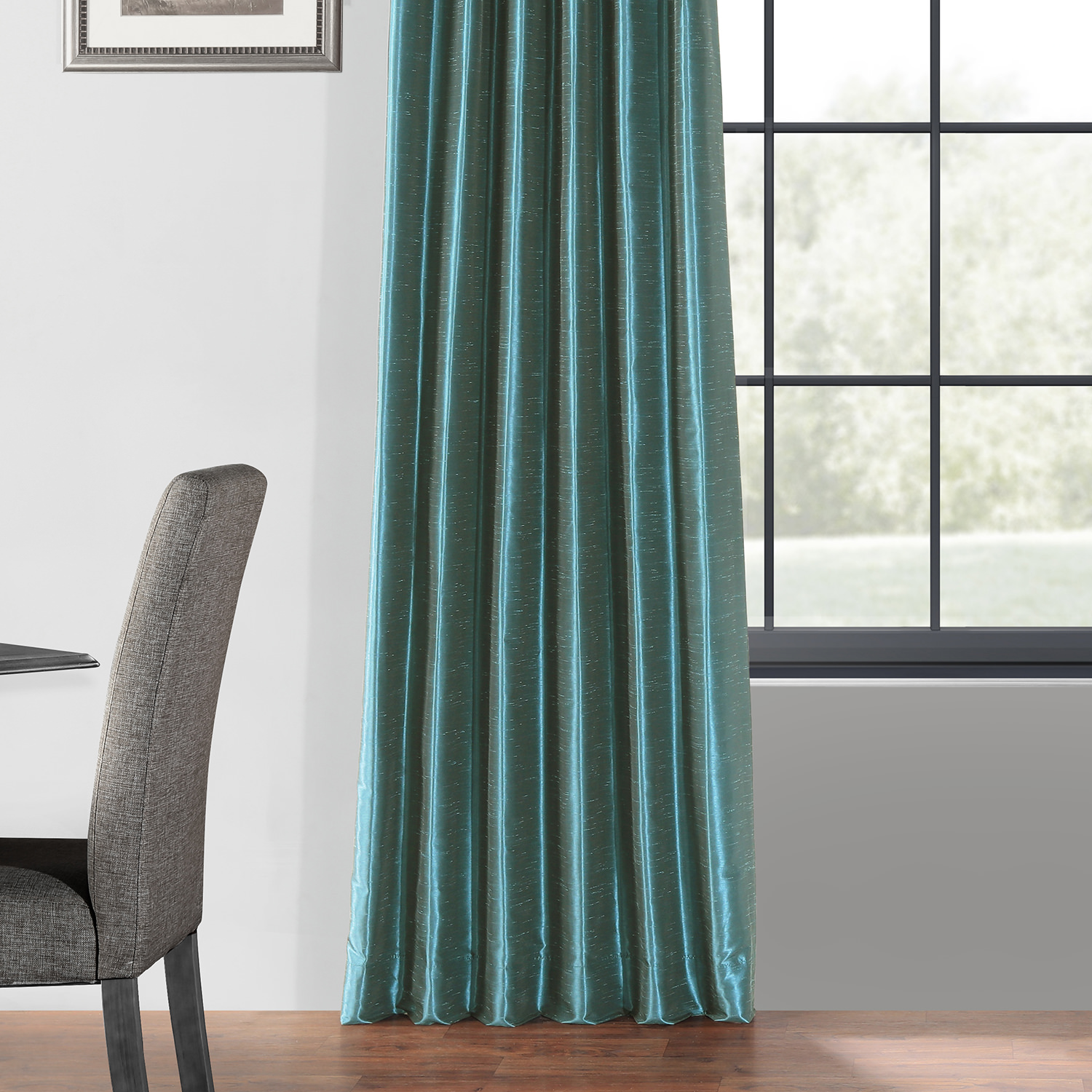 Peacock Blackout Vintage Textured Faux Dupioni Curtain