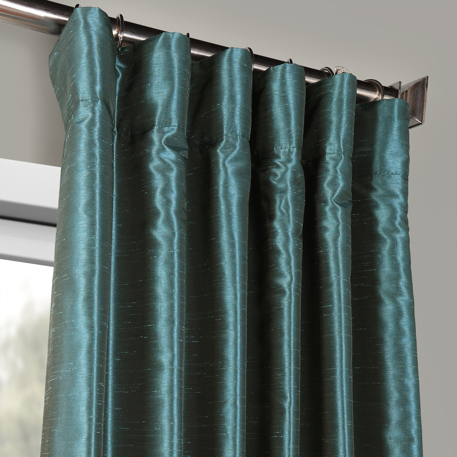 Peacock Vintage Textured Faux Dupioni Silk Curtain