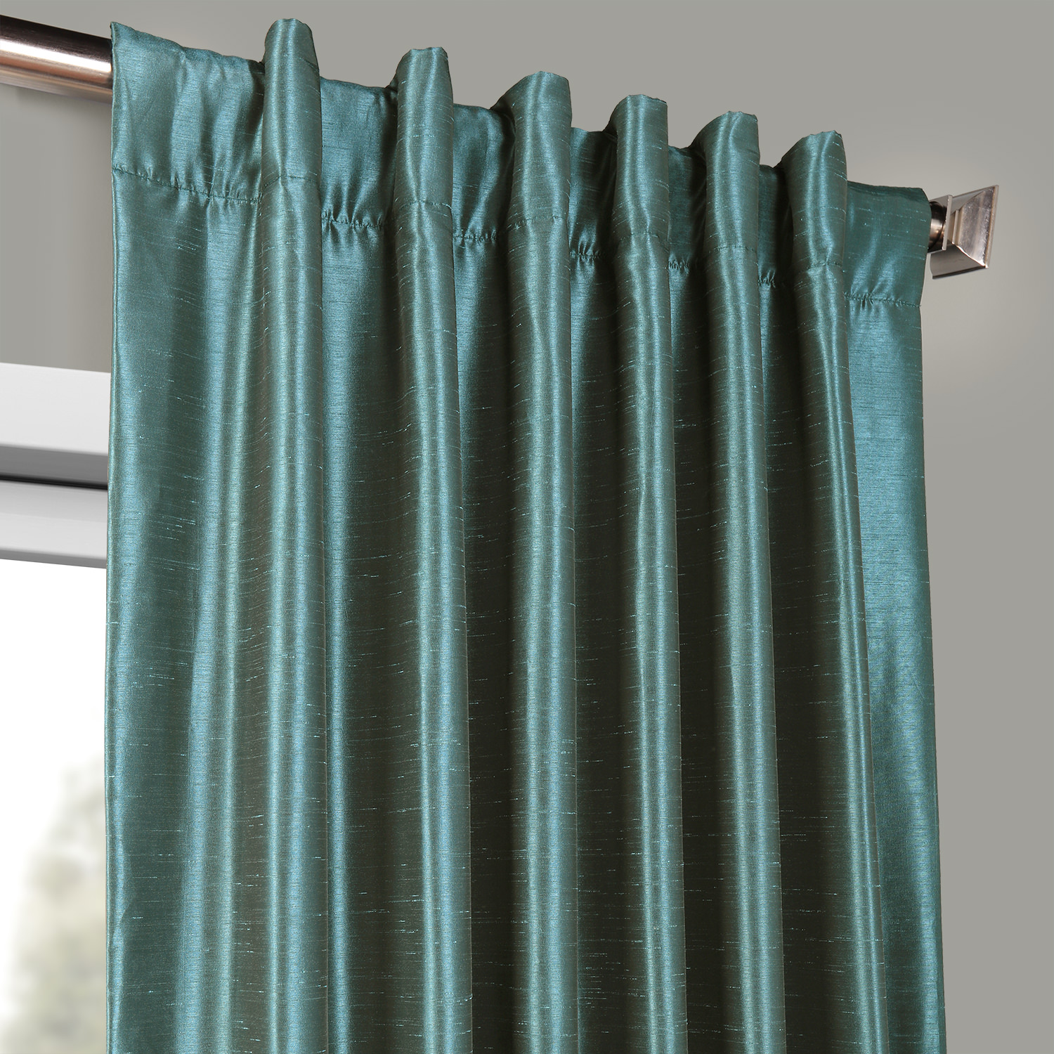 Peacock Vintage Textured Faux Dupioni Silk Curtain