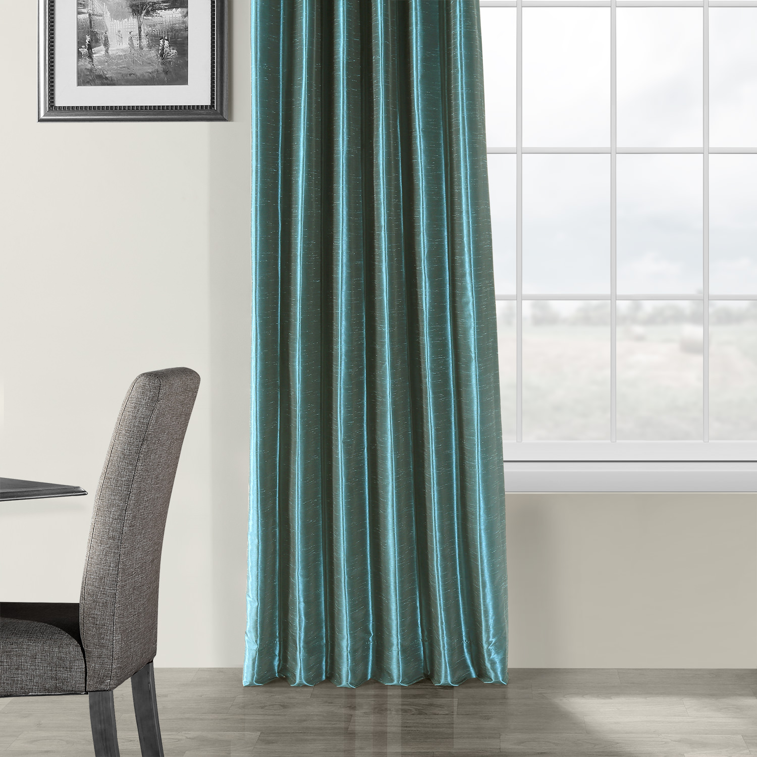 Peacock Vintage Textured Faux Dupioni Silk Curtain