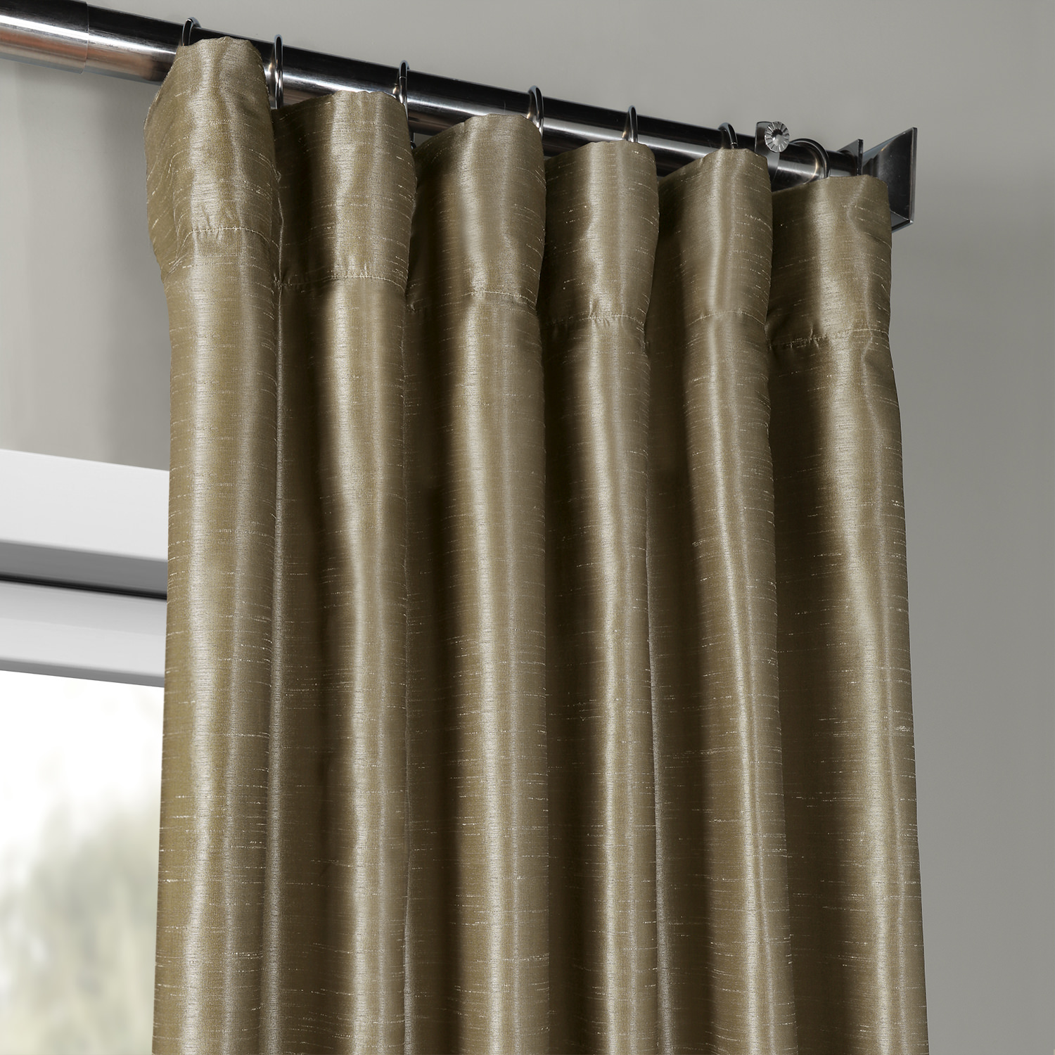 Warm Stone Vintage Textured Faux Dupioni Silk Curtain