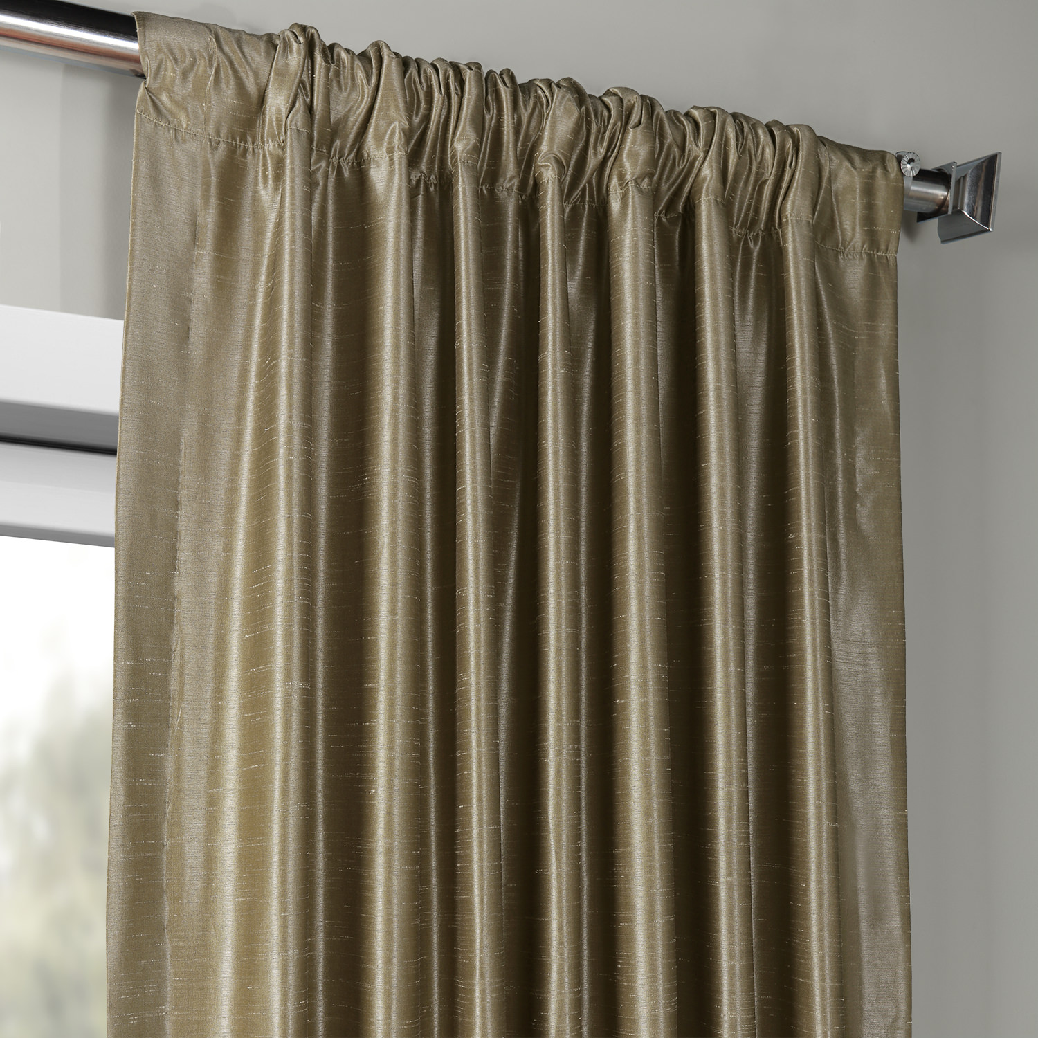 Warm Stone Vintage Textured Faux Dupioni Silk Curtain