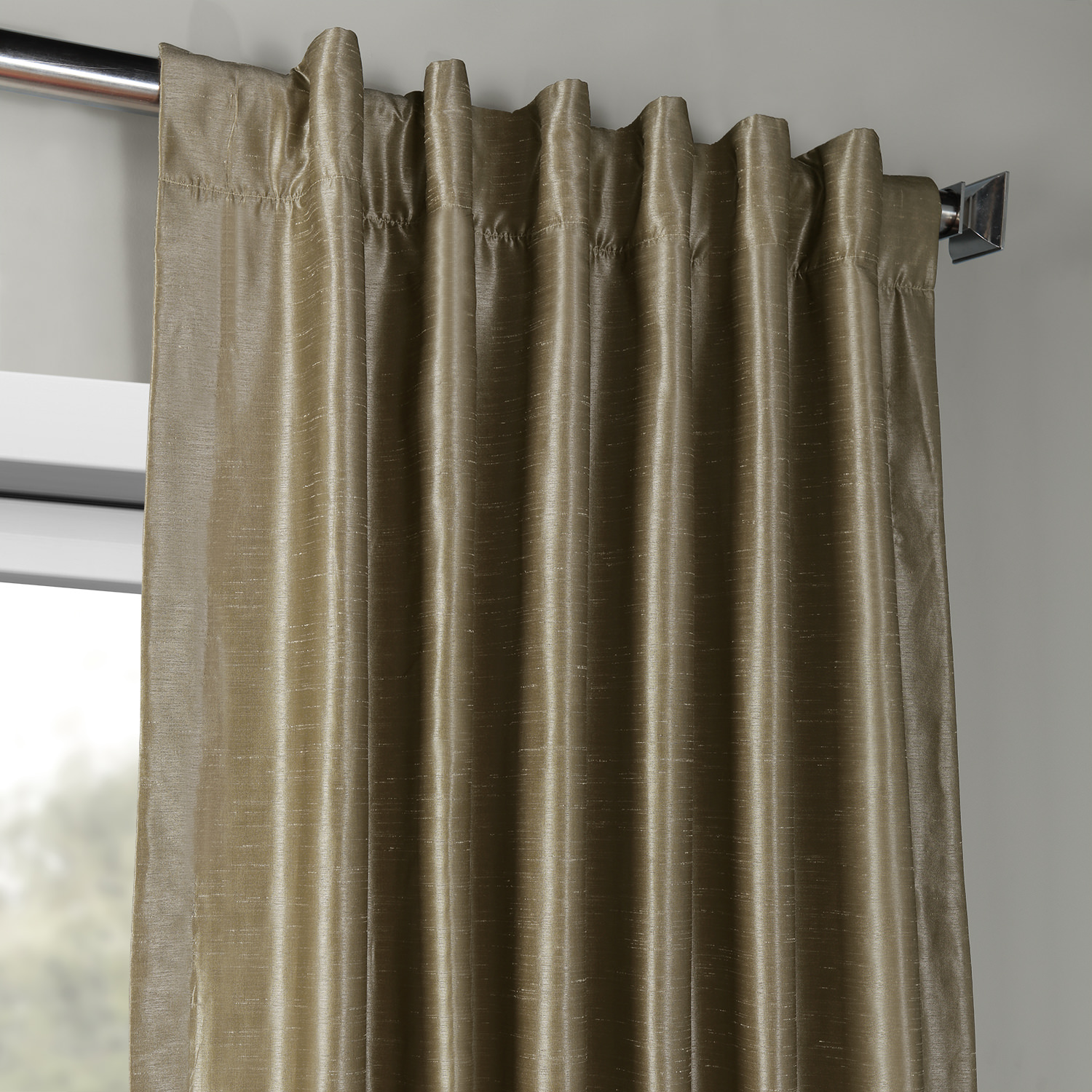 Warm Stone Vintage Textured Faux Dupioni Silk Curtain