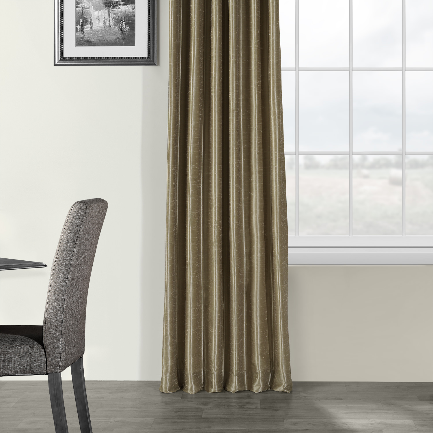 Warm Stone Vintage Textured Faux Dupioni Silk Curtain