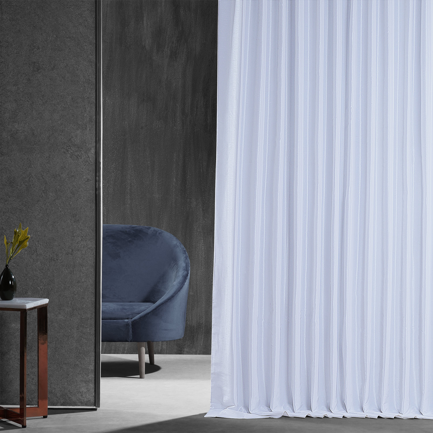 Ice Blackout Extra Wide Vintage Textured Faux Dupioni Curtain