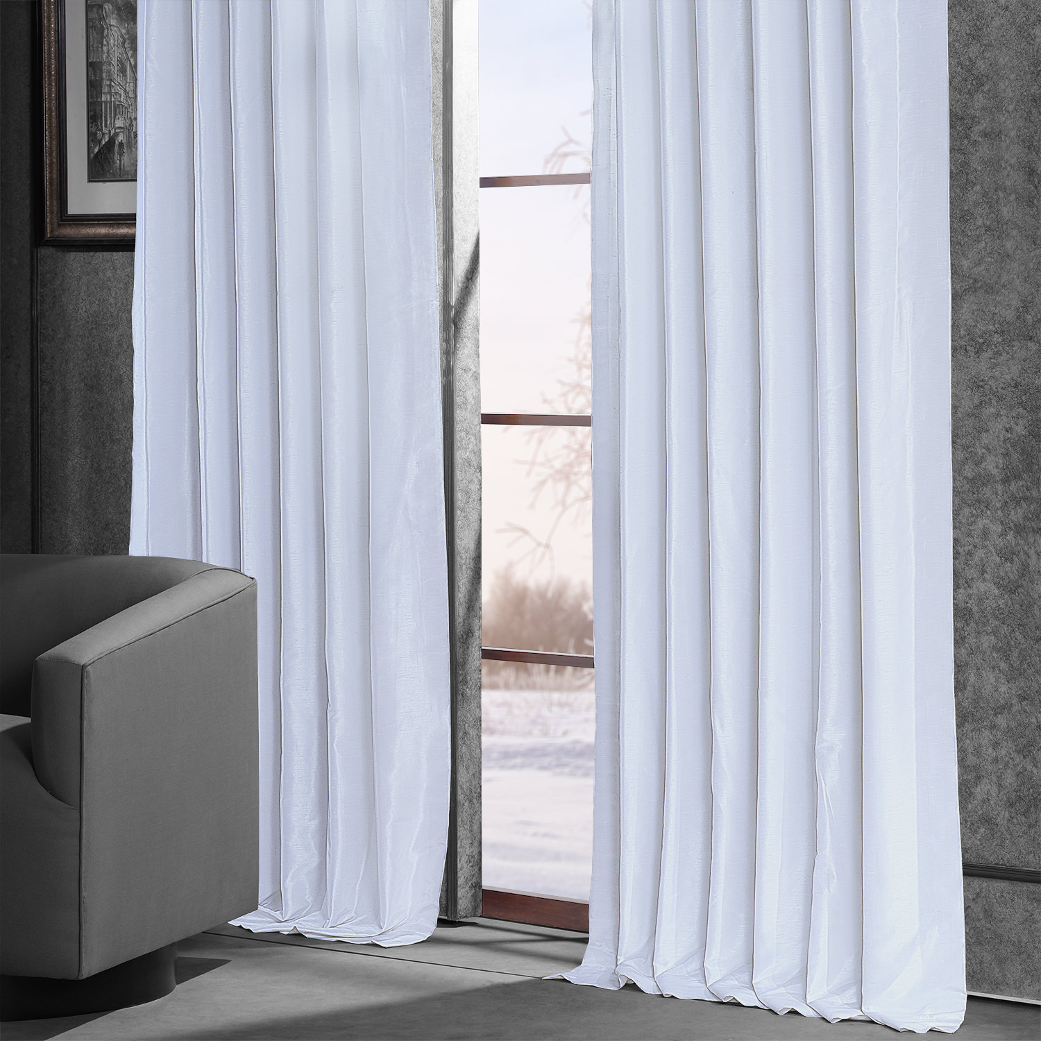 Ice Blackout Vintage Textured Faux Dupioni Curtain