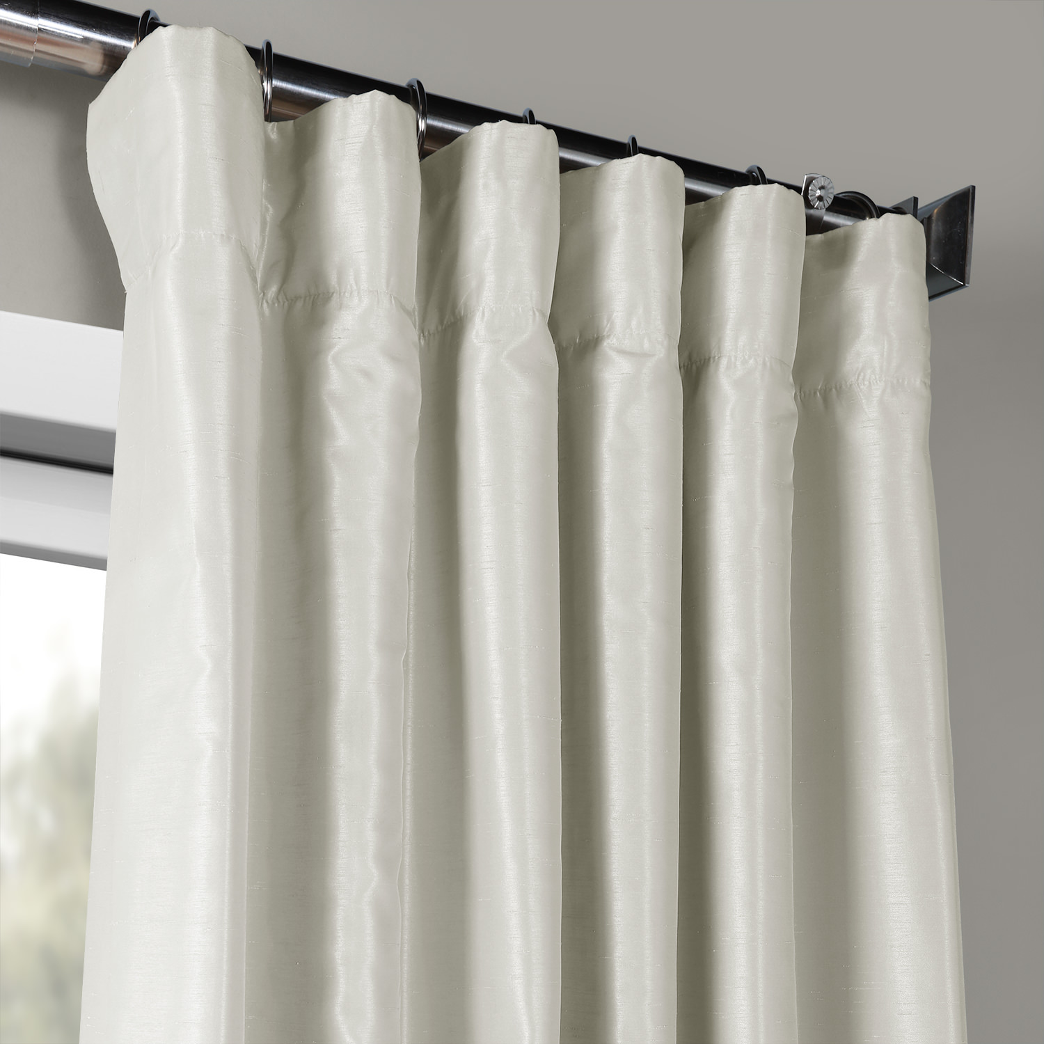 Mist Grey Vintage Textured Faux Dupioni Silk Curtain