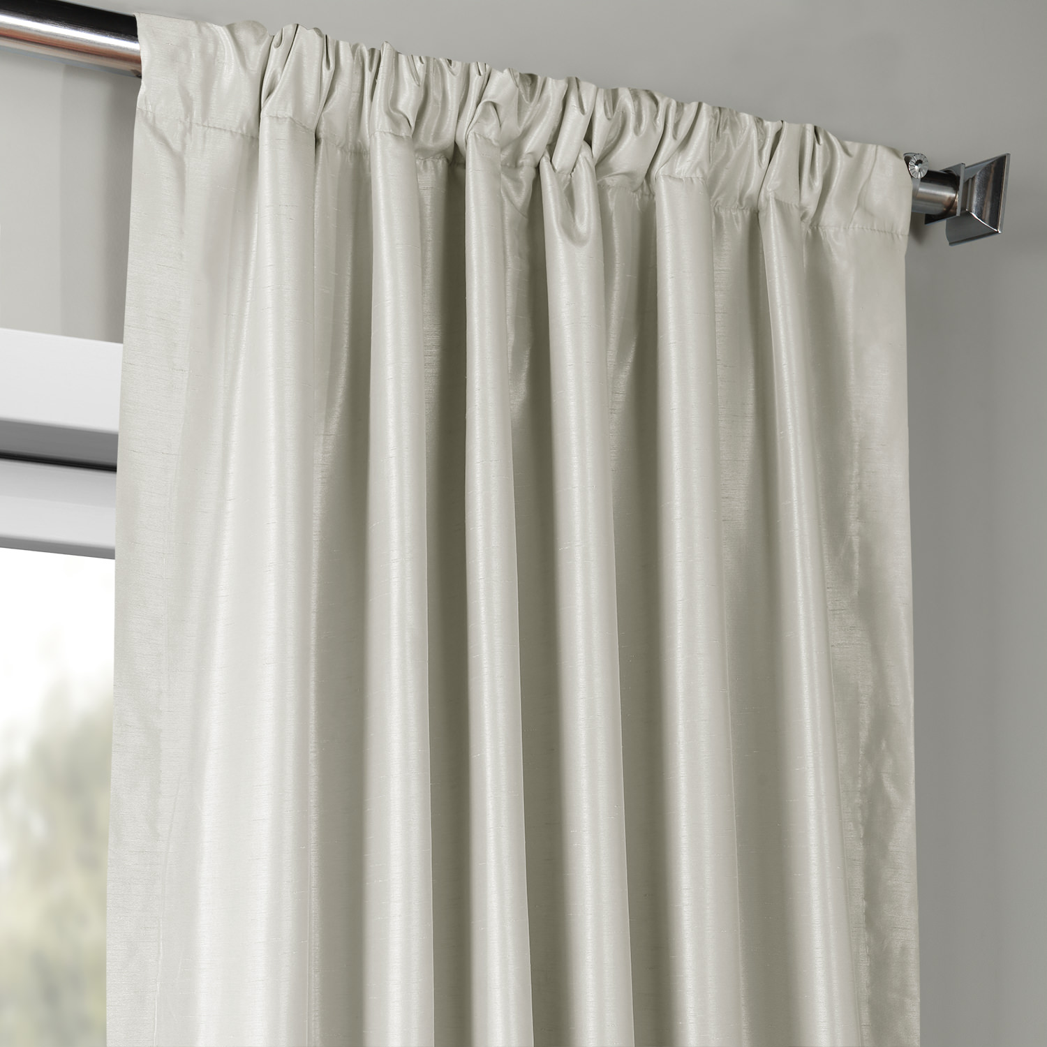 Mist Grey Vintage Textured Faux Dupioni Silk Curtain