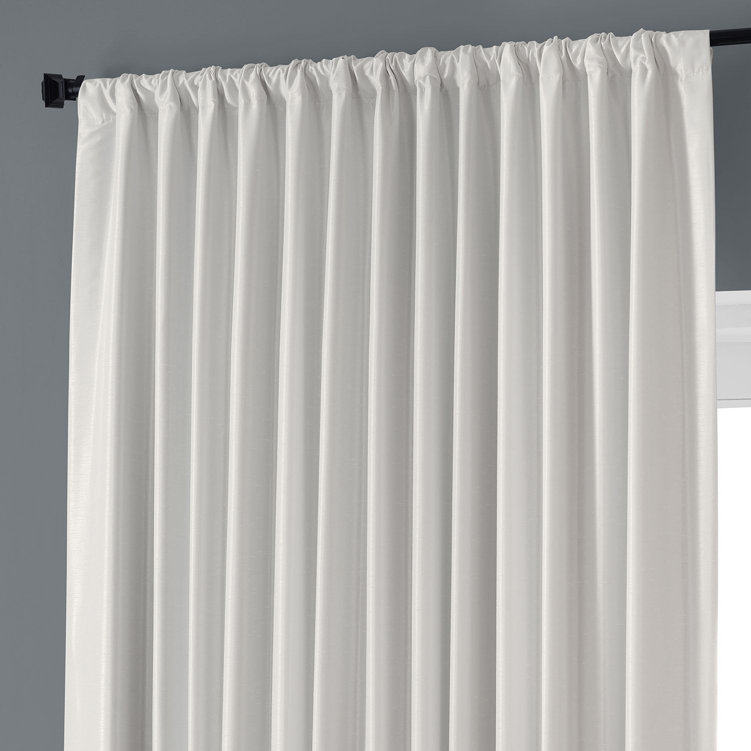 Off White Blackout Extra Wide Vintage Textured Faux Dupioni Curtain