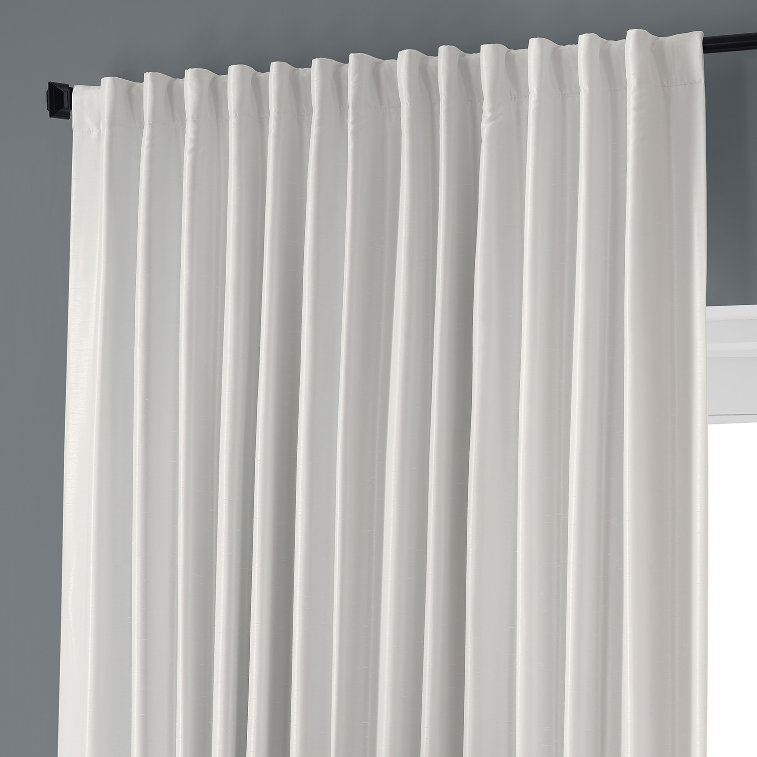 Off White Blackout Extra Wide Vintage Textured Faux Dupioni Curtain